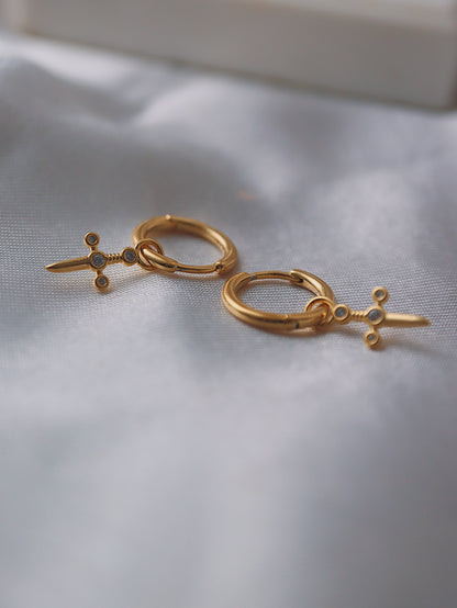 Sword silver925 hoop earrings