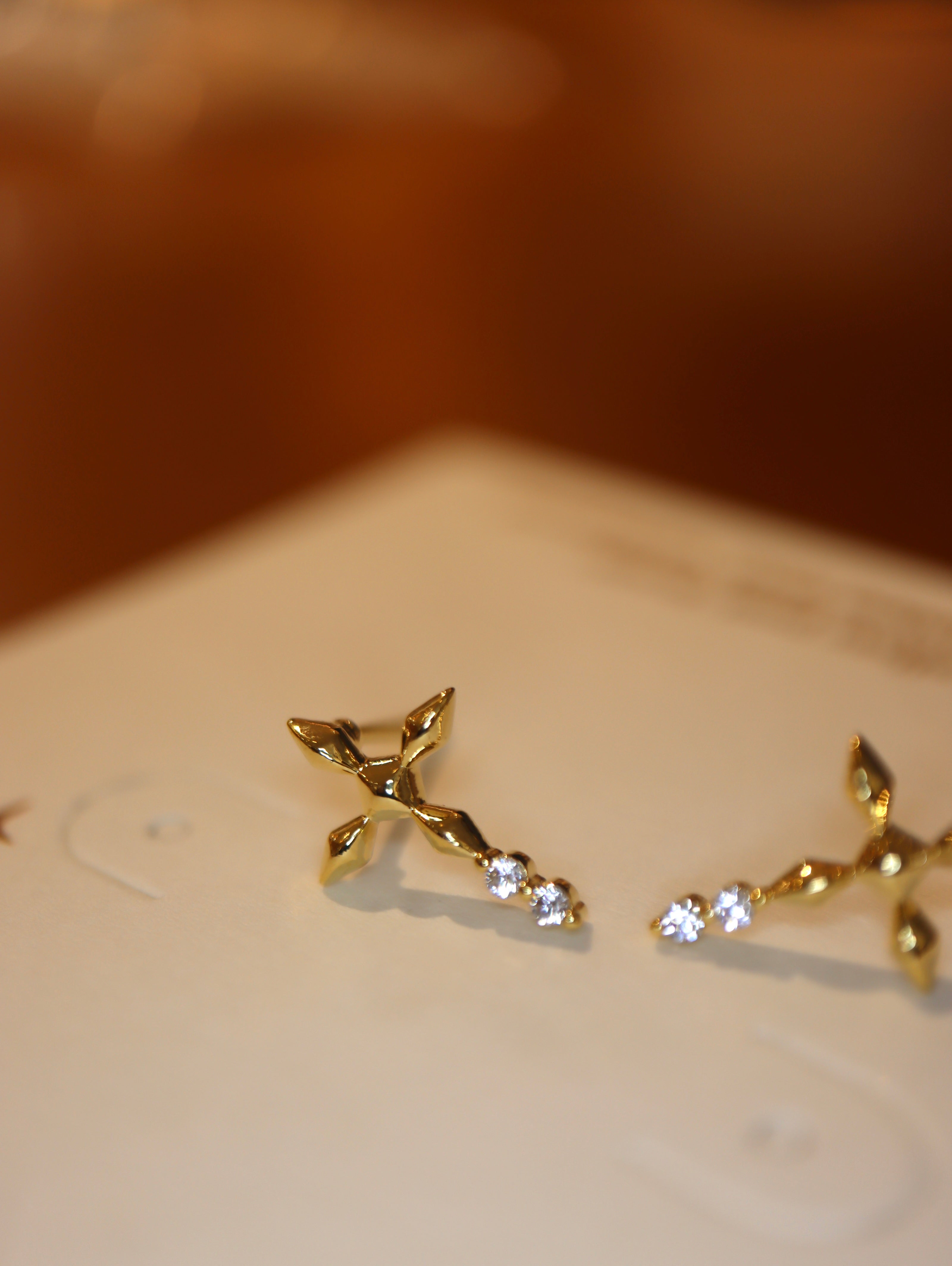 Aether Cross Brass Earrings