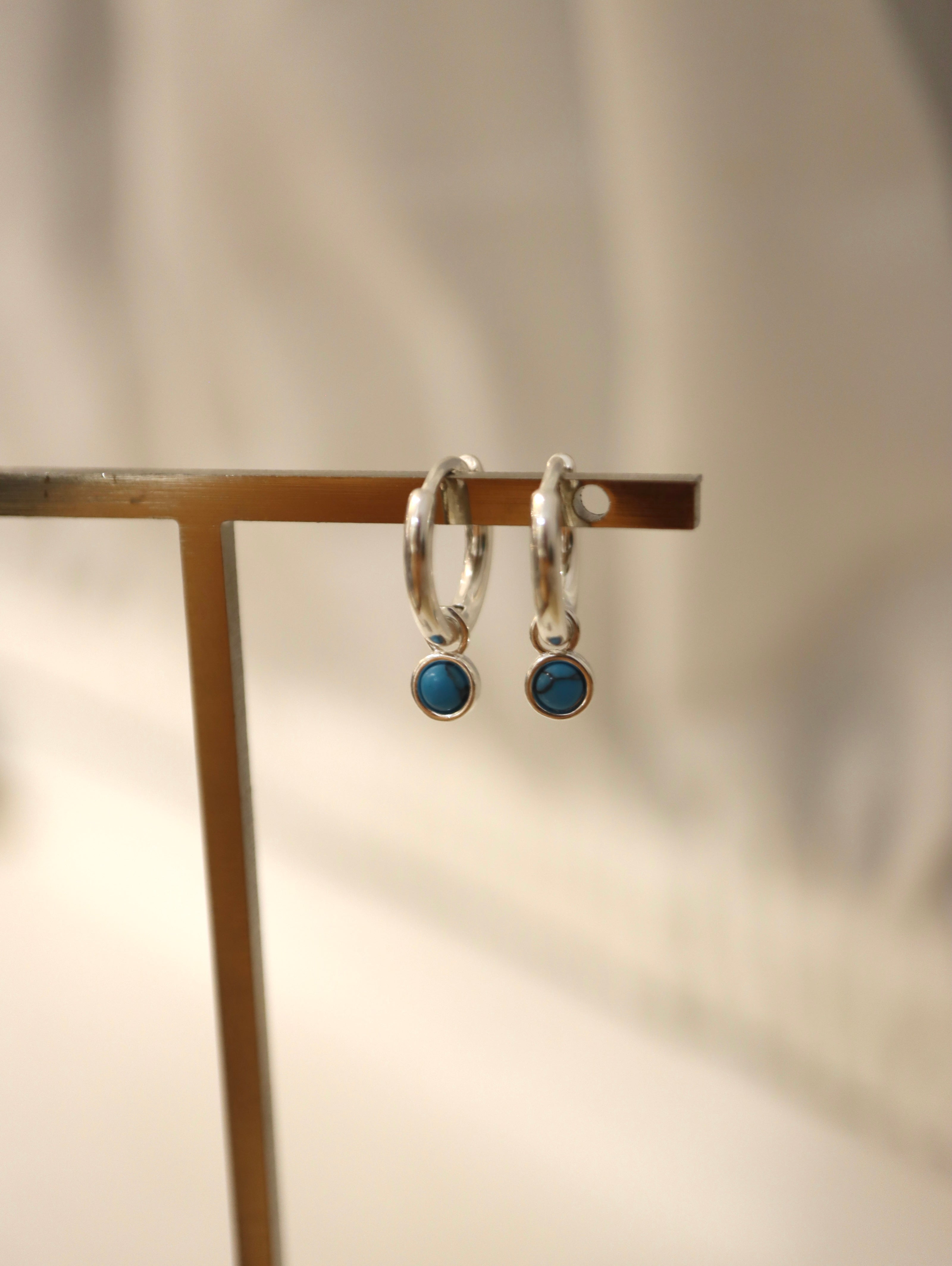Sky Blue Orbit Huggies 925 silver earrings