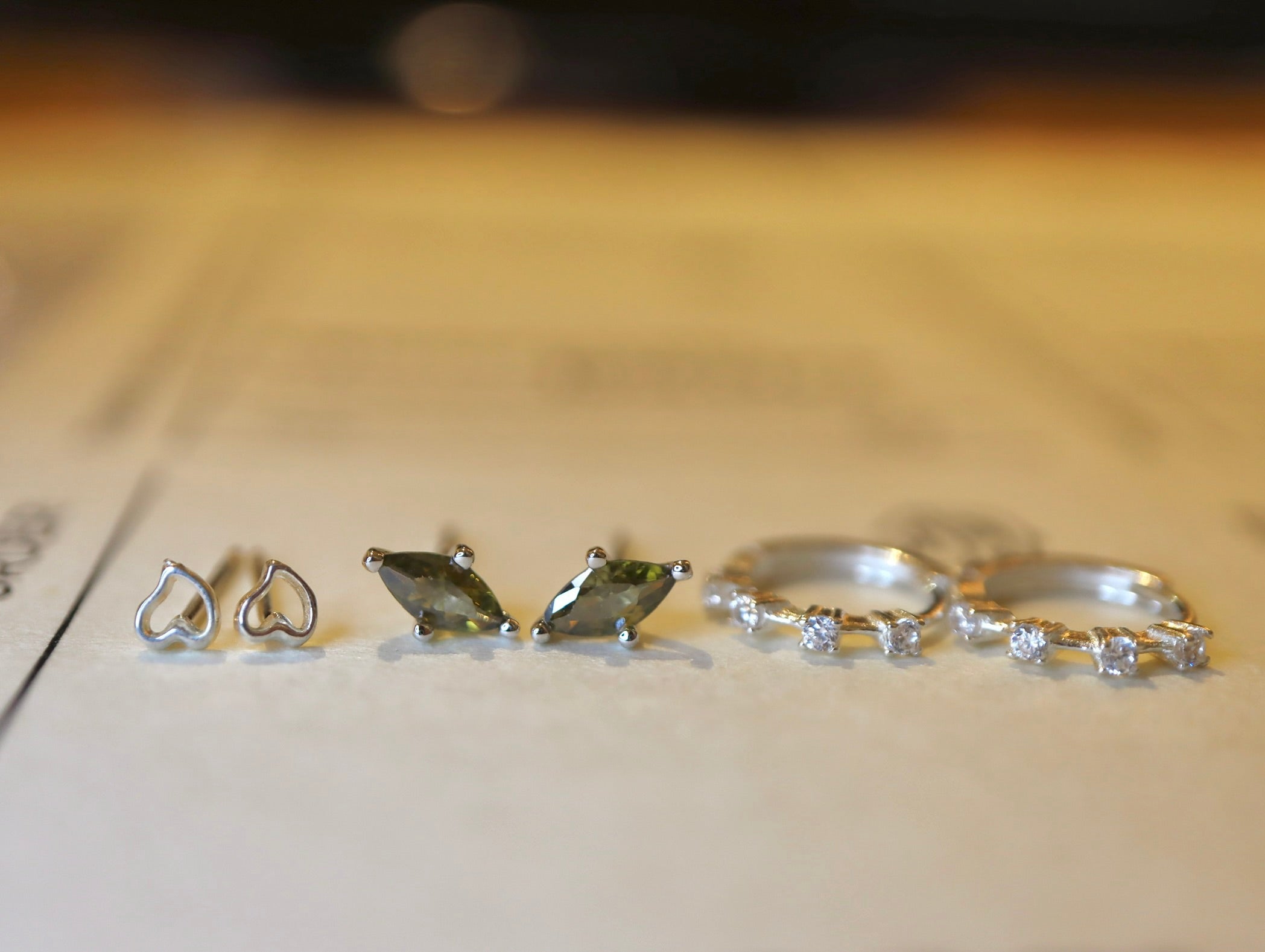 Mini hollow heart 925 silver earrings