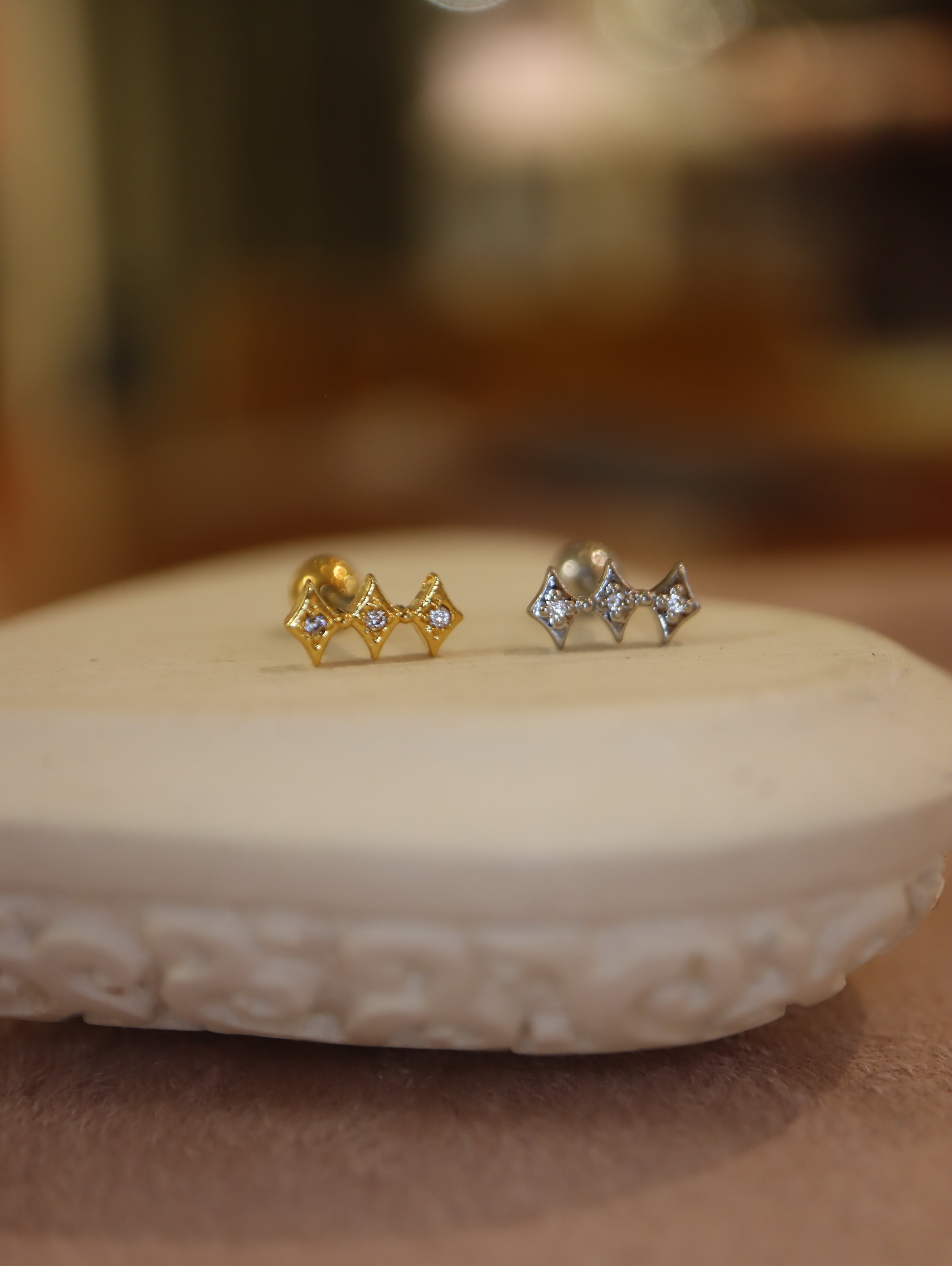 Triple Rhombus Stud Piercing Earring (1pc)