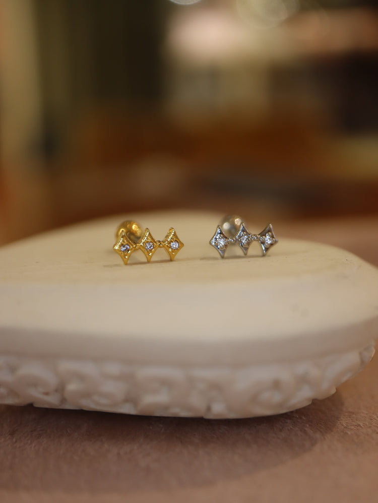 Triple Rhombus Stud Piercing Earring (1pc)