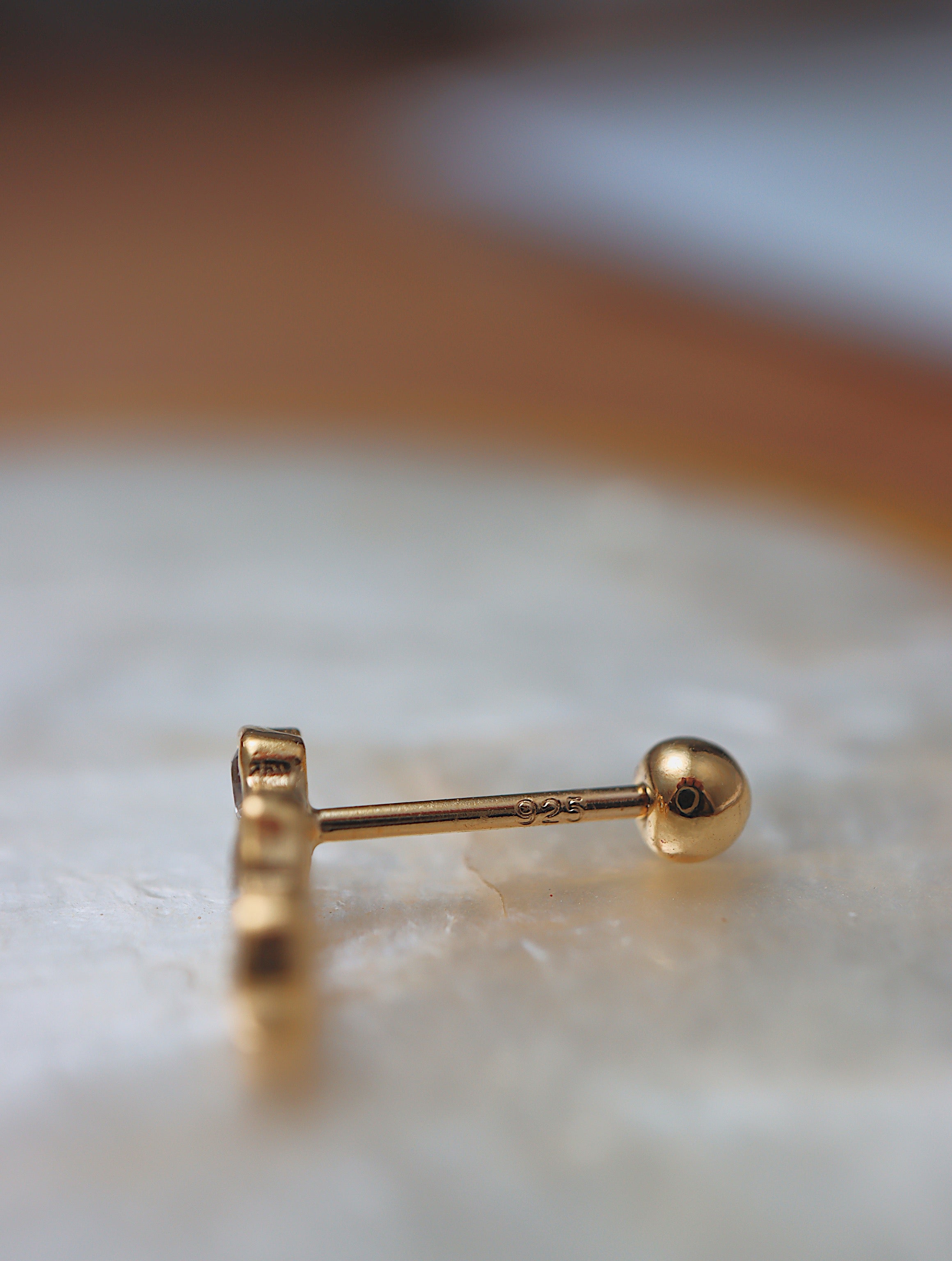 Triple cz silver925 ball back piercing (1pc)