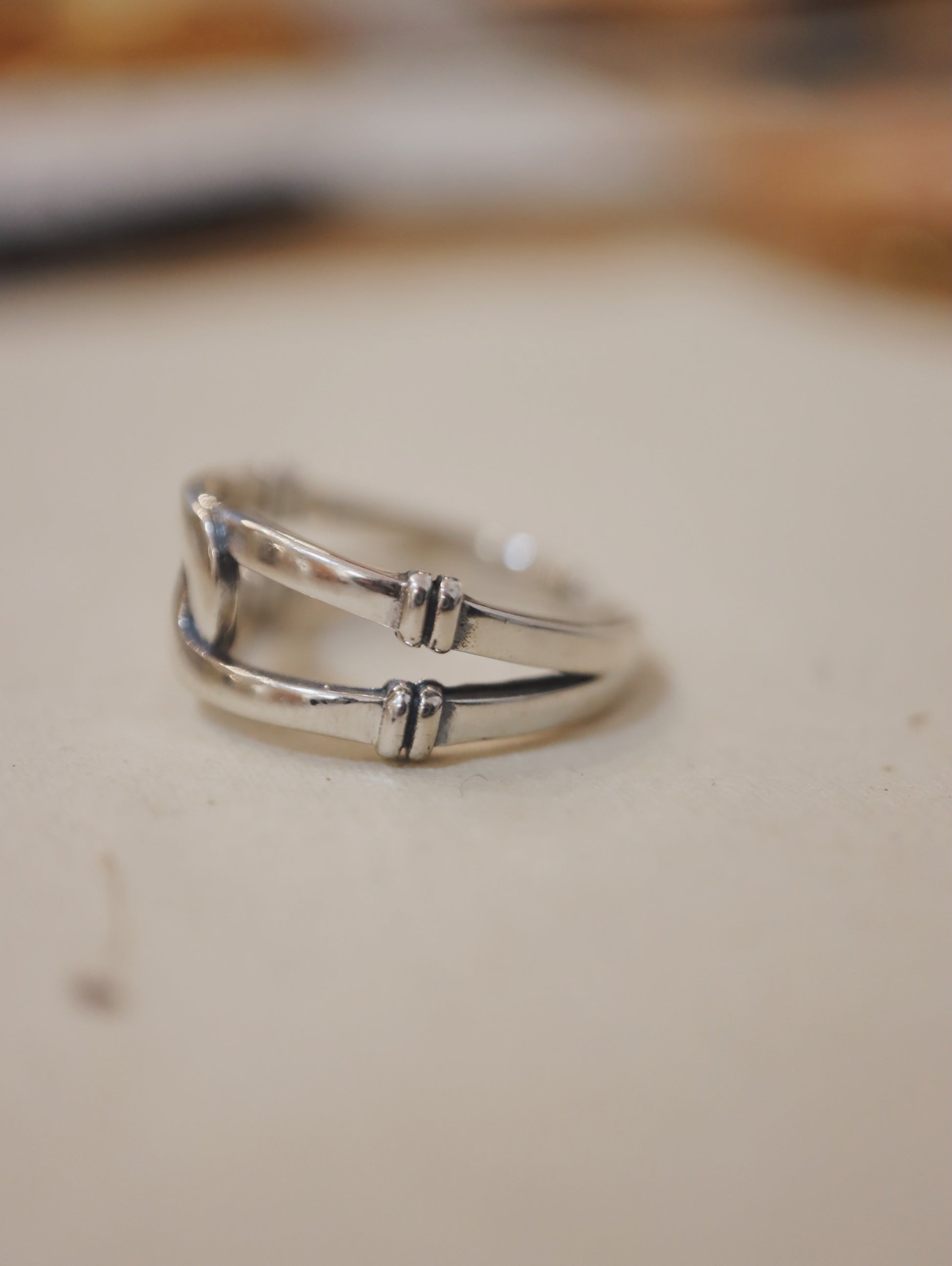 Interlock 925 Silver free size ring