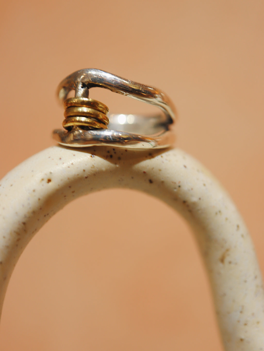 Mix tone handcrafted 925 silver ring