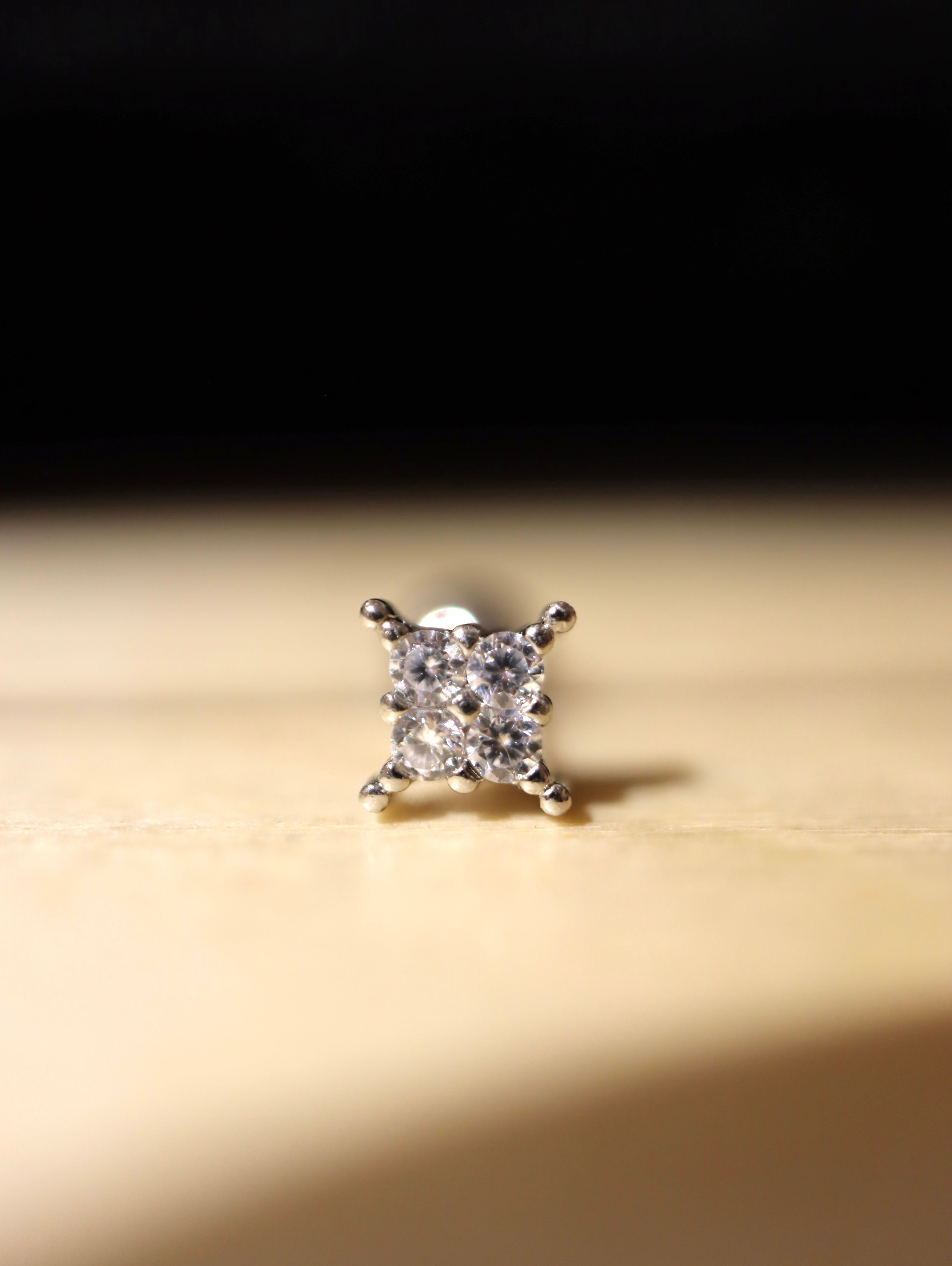 Quadrant Stud CZ Surgical Steel Earring Piercing (1pc)