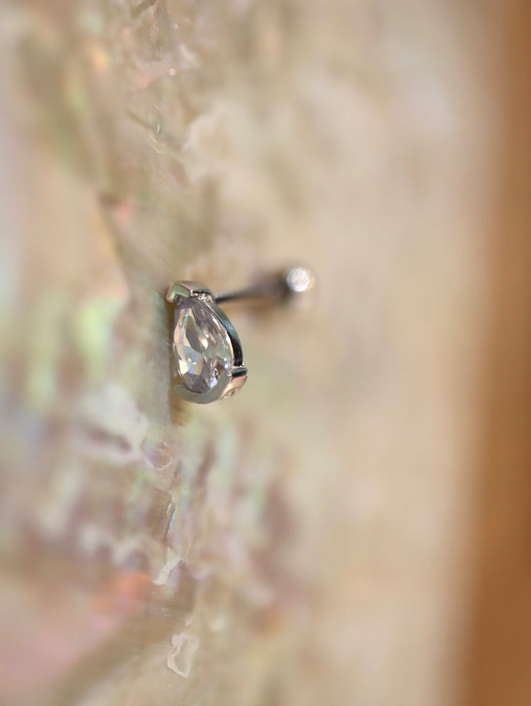 Teardrop 925 silver piercing stud