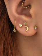 Heart cz 925 silver stud piercing earring (1pc)