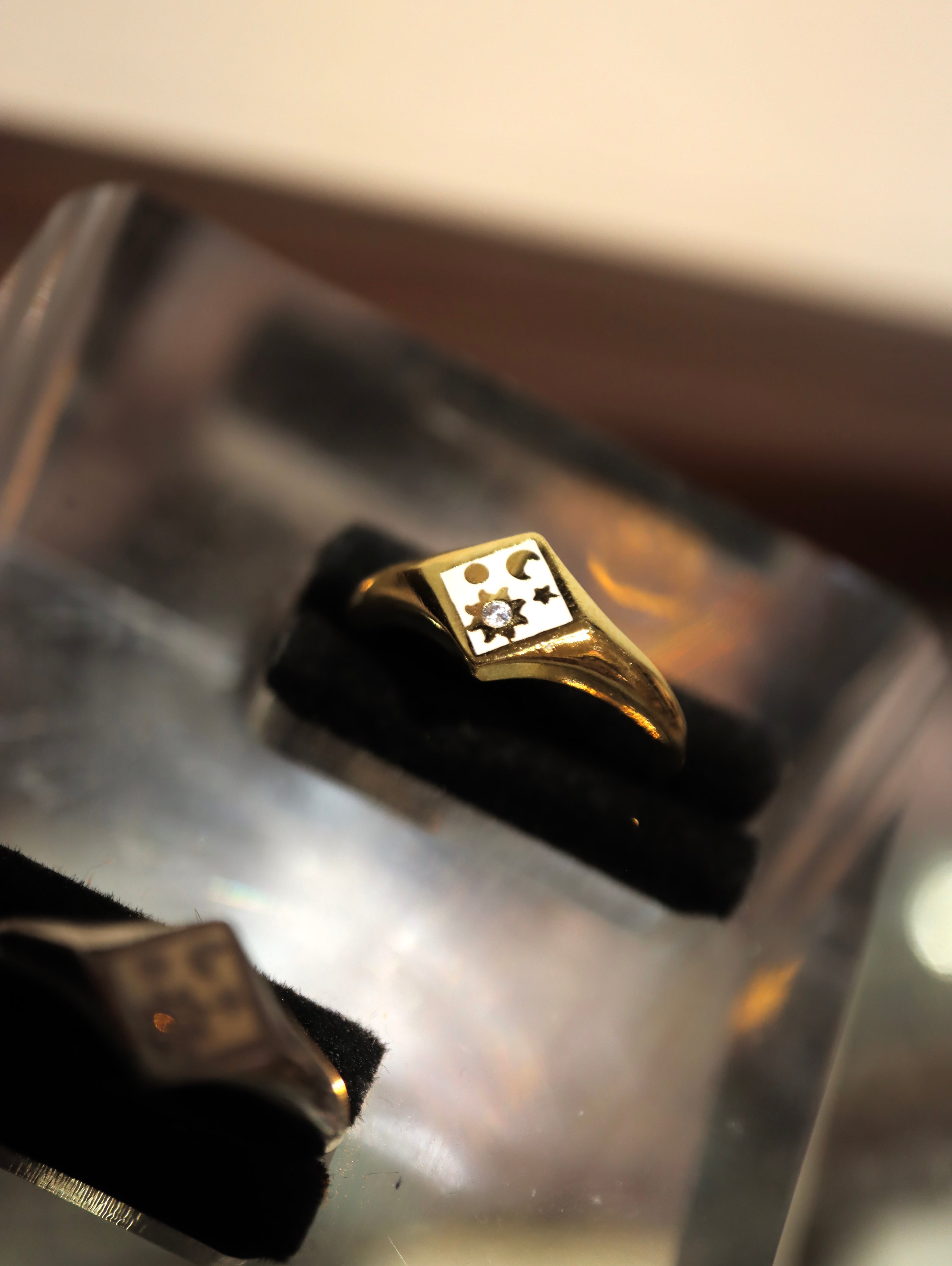 Celestial Rhombus Enamel Open Size Ring
