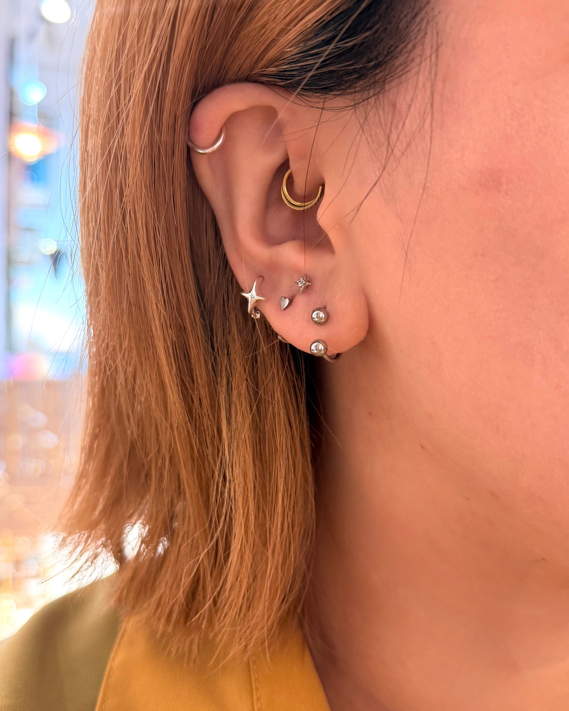 Star 925 silver hinged hoop earrings