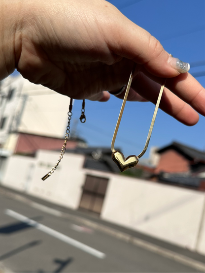 Wide heart stainless steel necklace