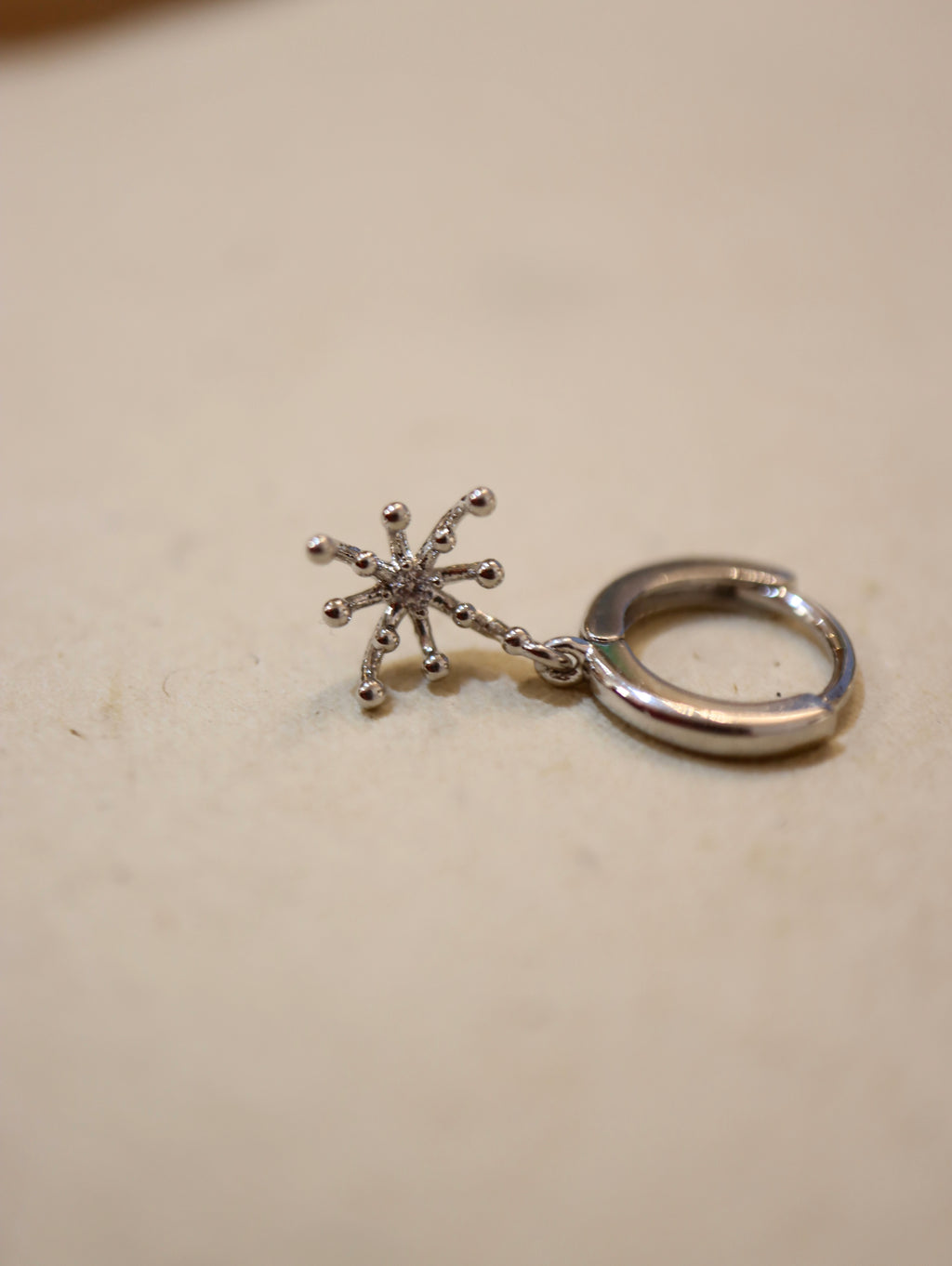 Starburst 925 silver hoop earrings