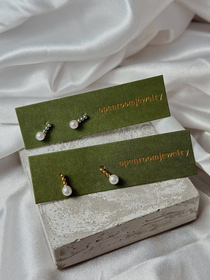 Mini drop faux pearl earrings