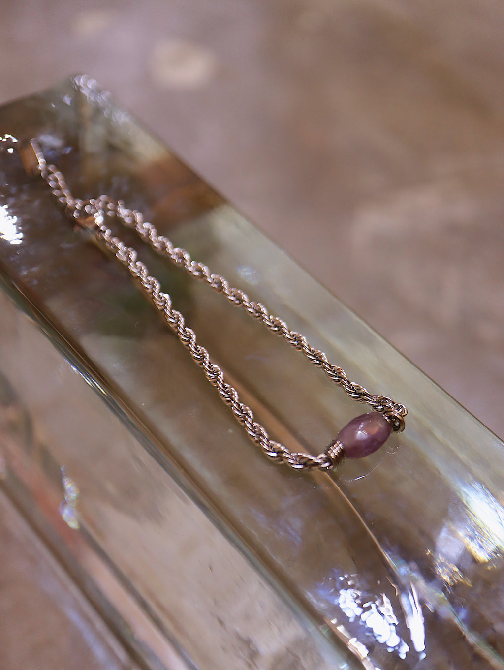 Amethyst Rope Chain Stainless Steel Bracelet