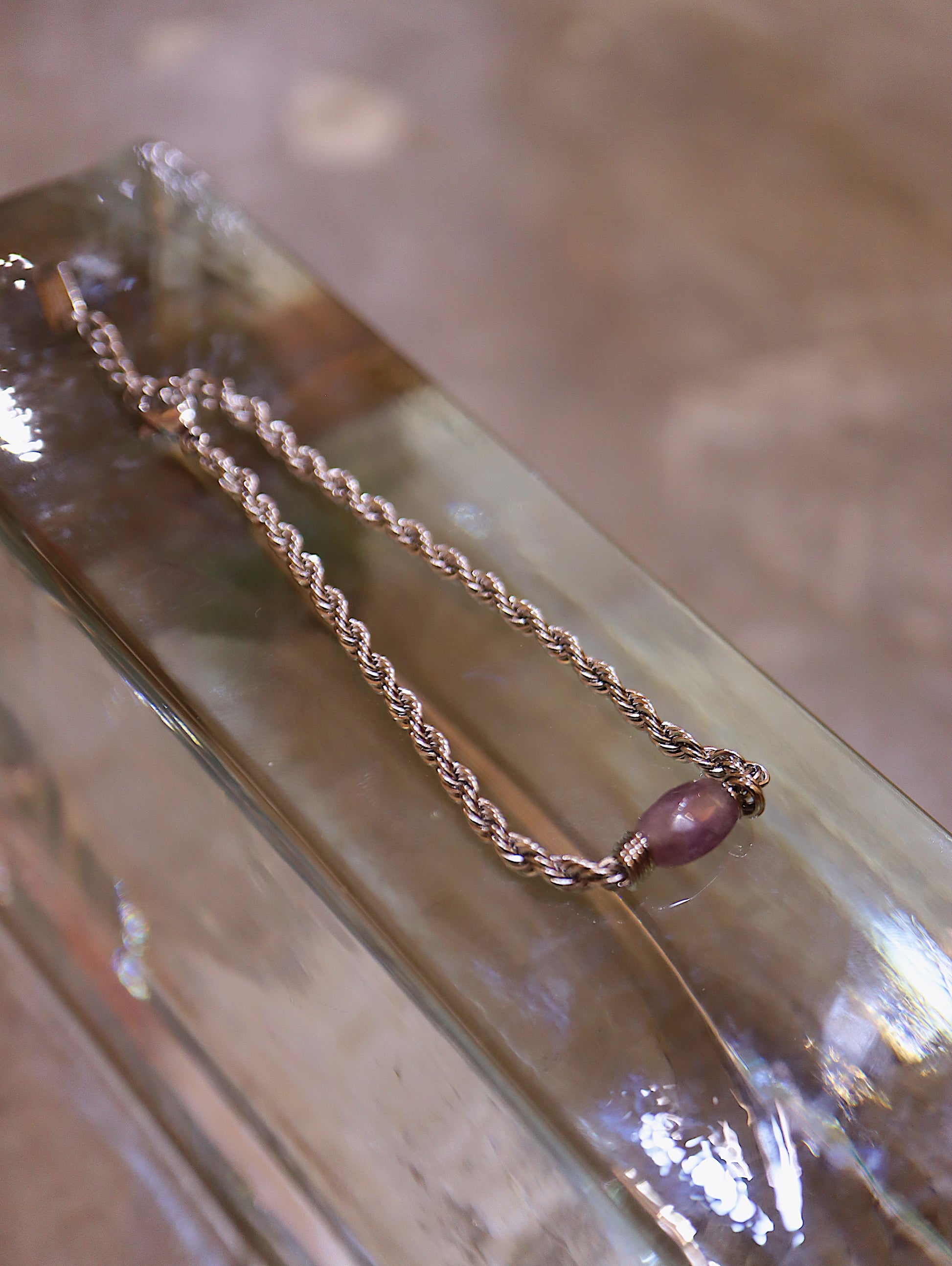 Amethyst Rope Chain Stainless Steel Bracelet