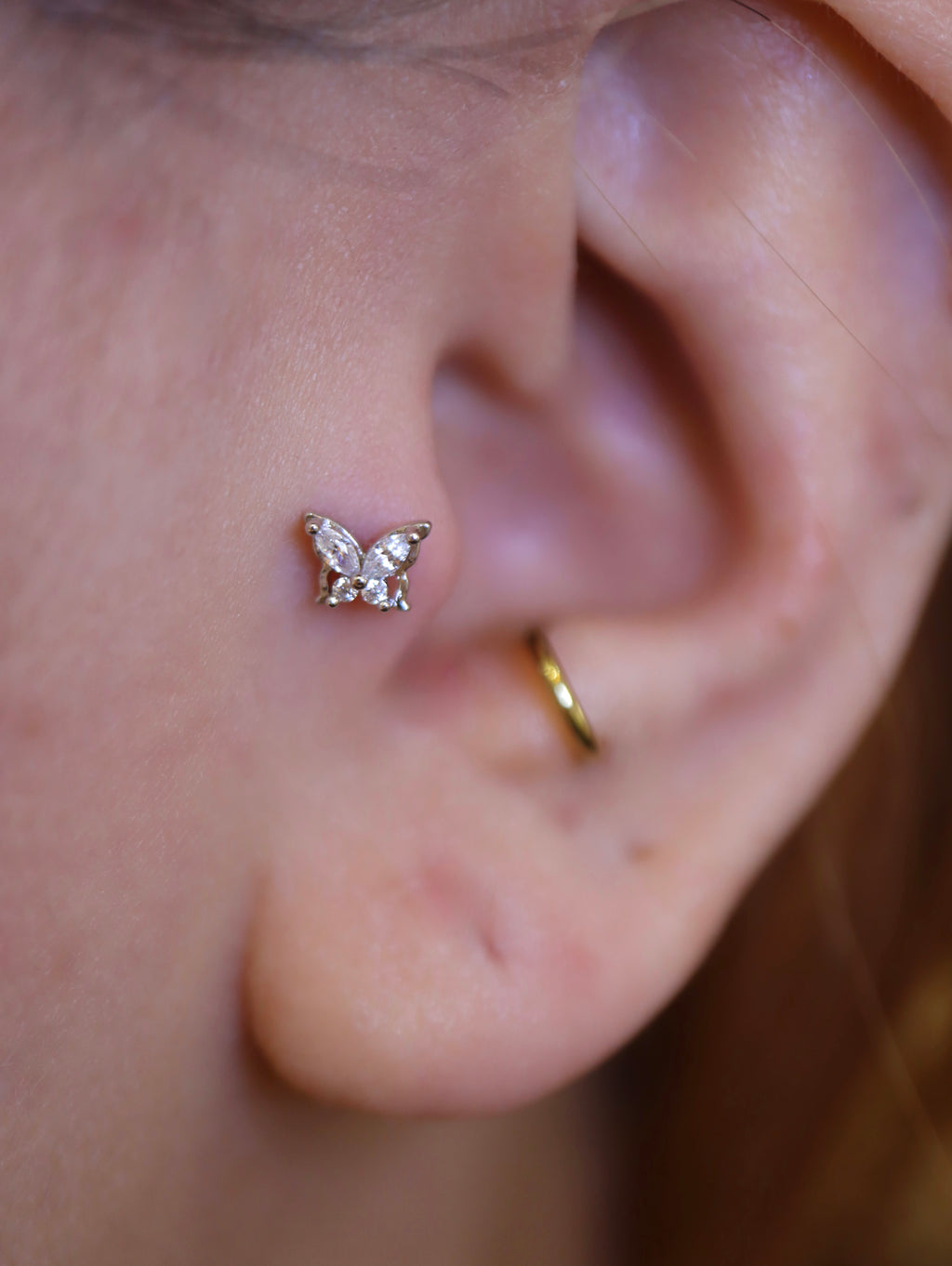 Butterfly 🦋 cz 925 silver flat back earring