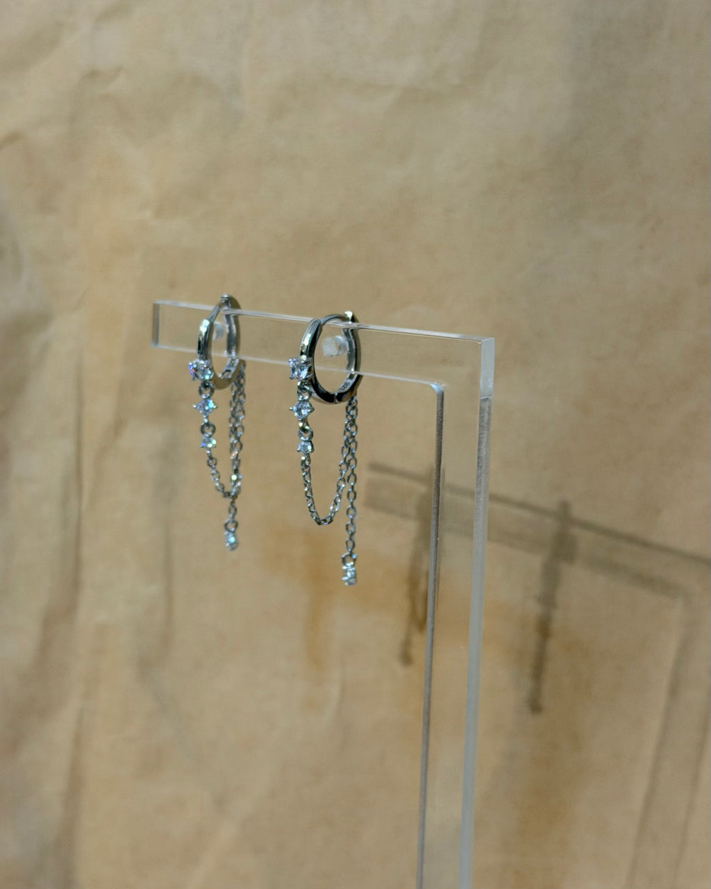 Drop chain cz silver925 earrings
