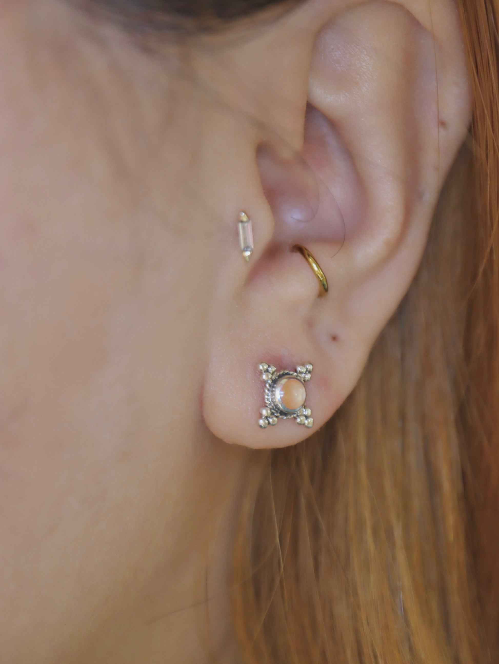 Pink mother pearl 925 silver earrings