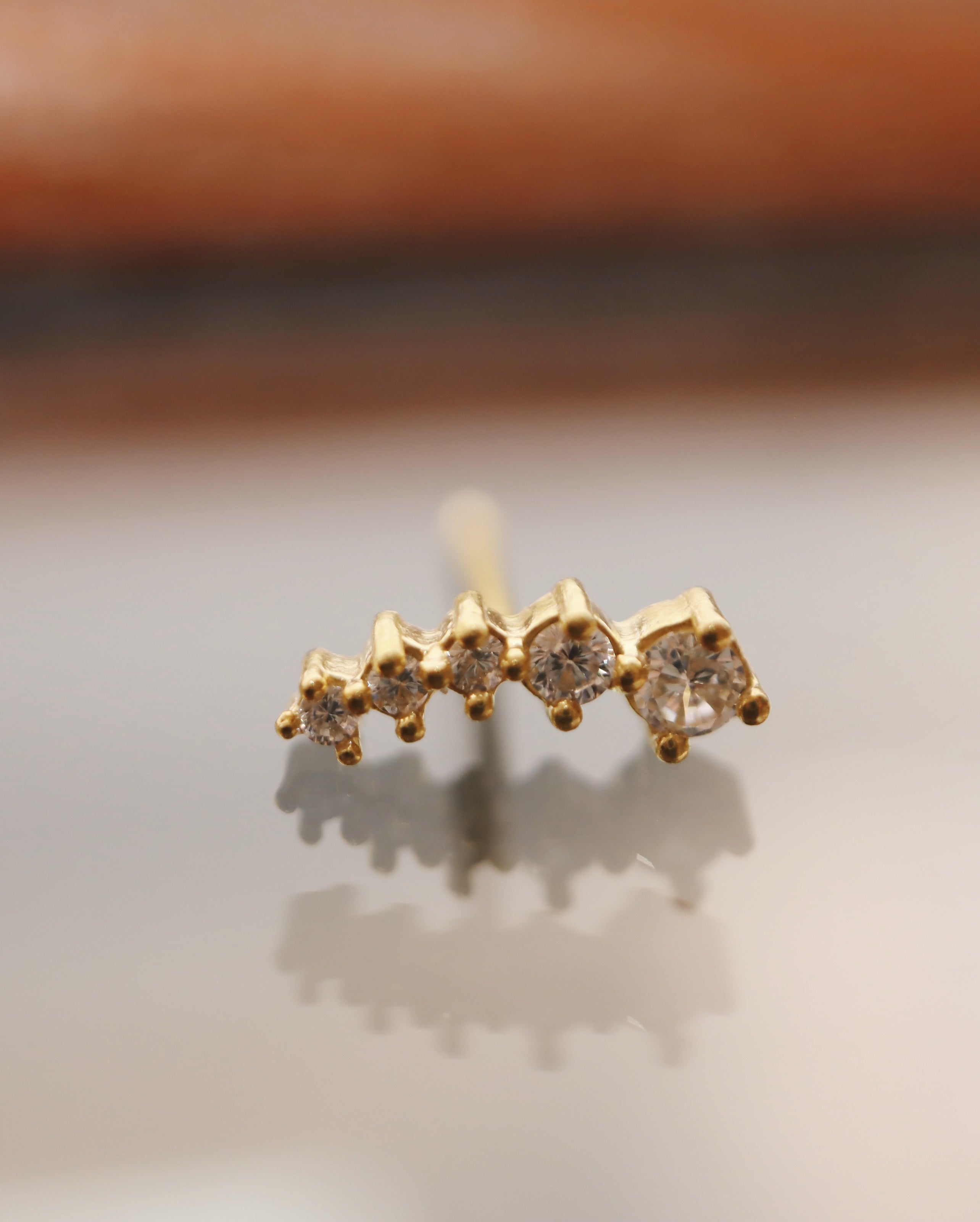 Bar curved 925 silver stud ball end piercing