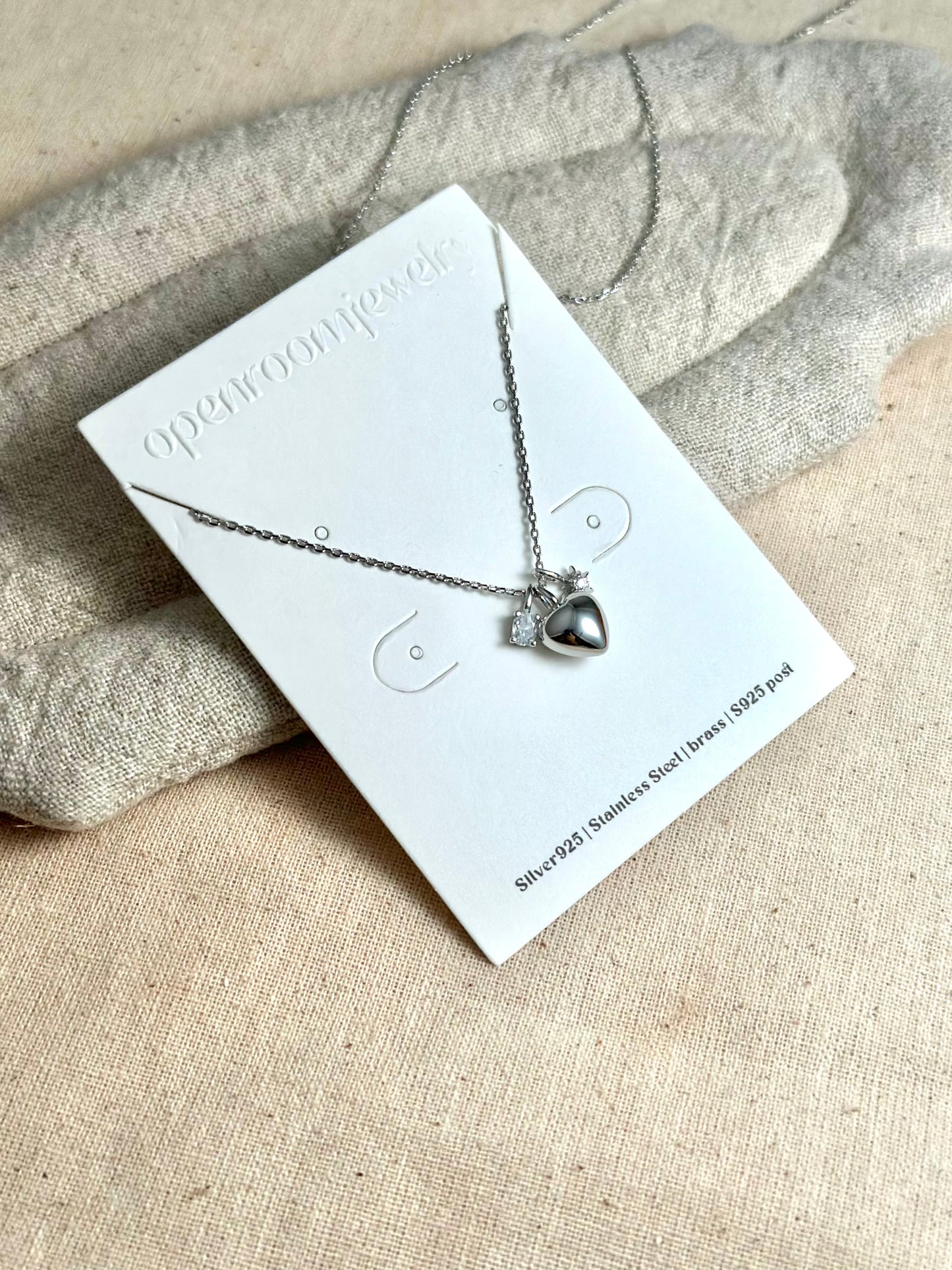 Heart star sparkle and cz necklace