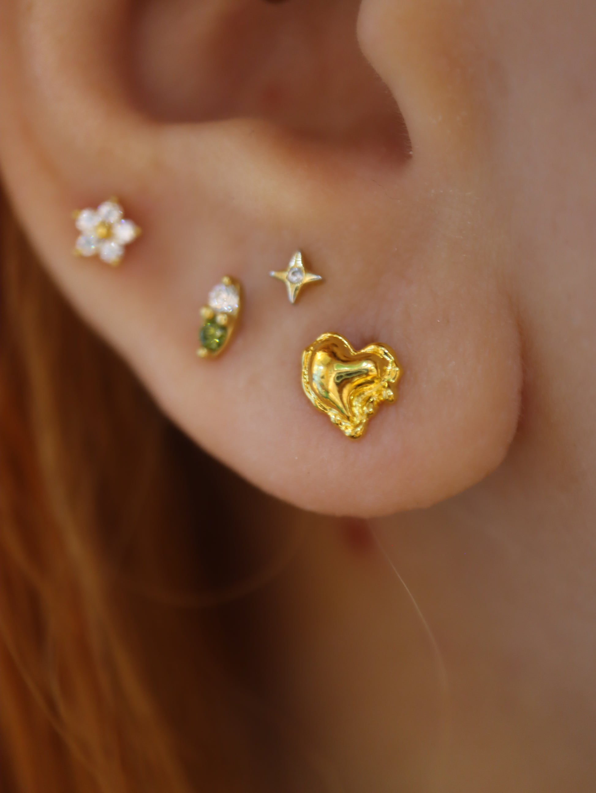 Double cz 925 silver piercing earring (1pc)