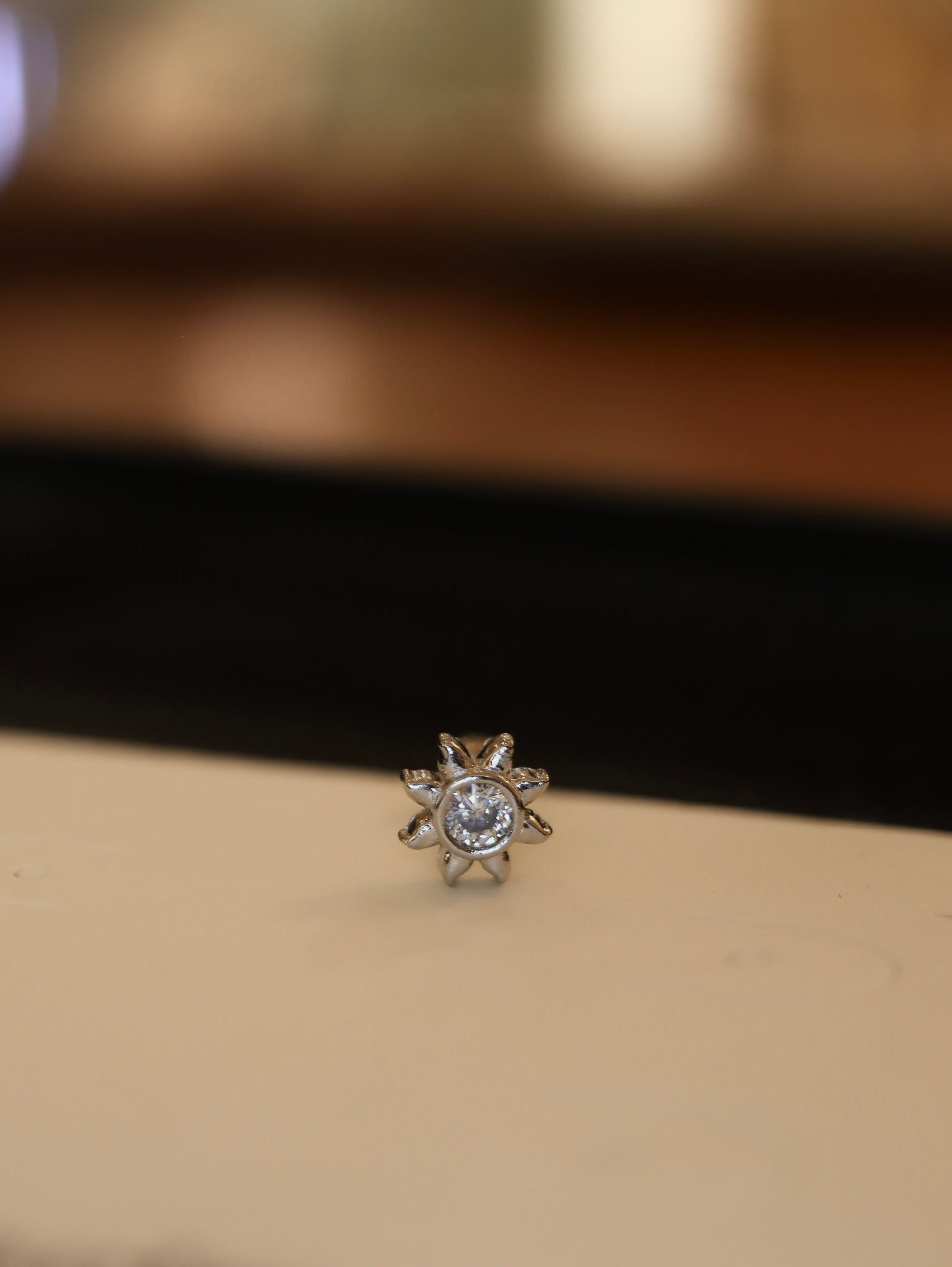 Sun cz stud s925 piercing earring