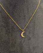 Crescent cz opal brass necklace