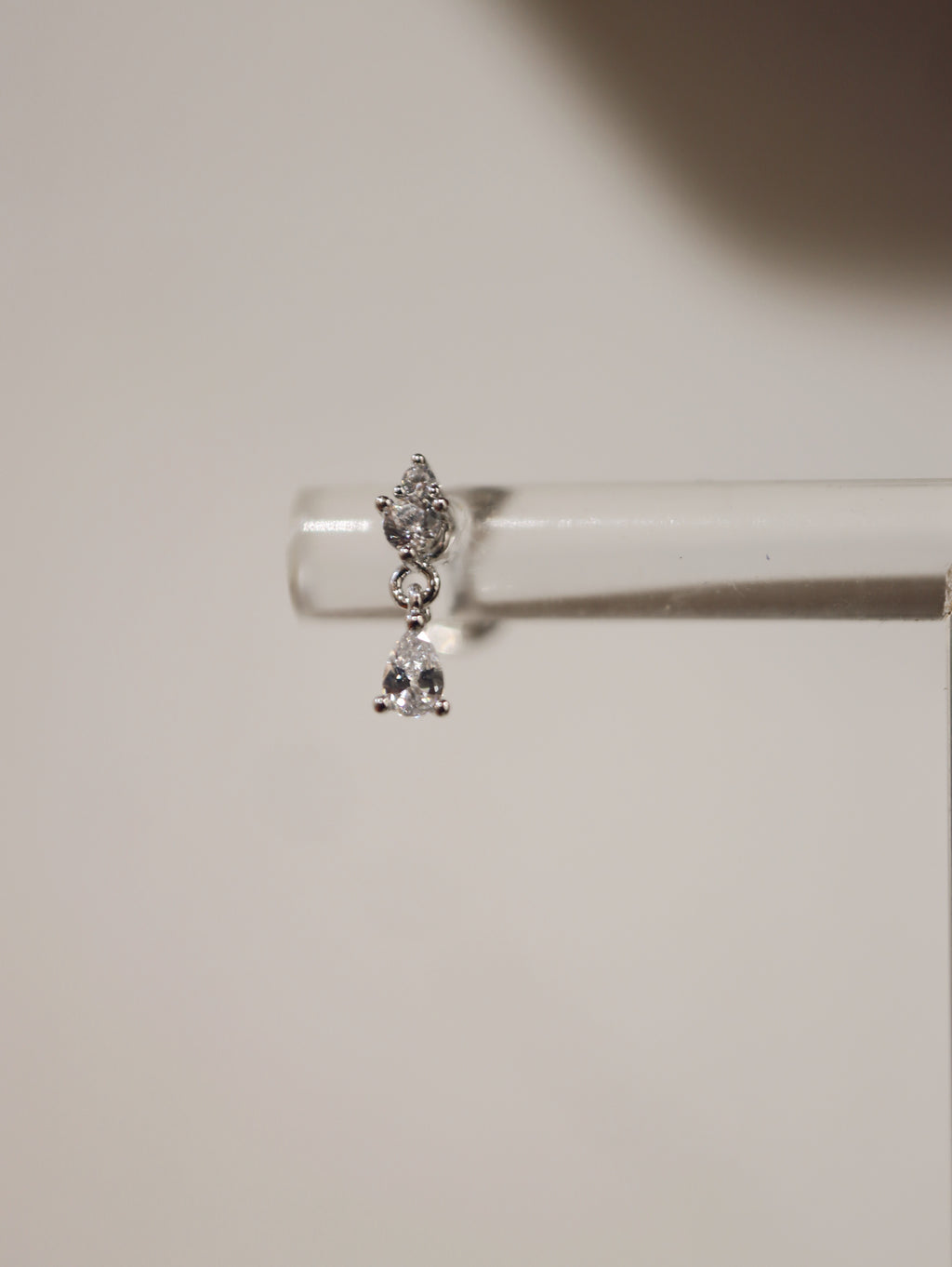 Drop cz 925 silver flat back earrings