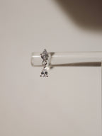 Drop cz 925 silver flat back earrings