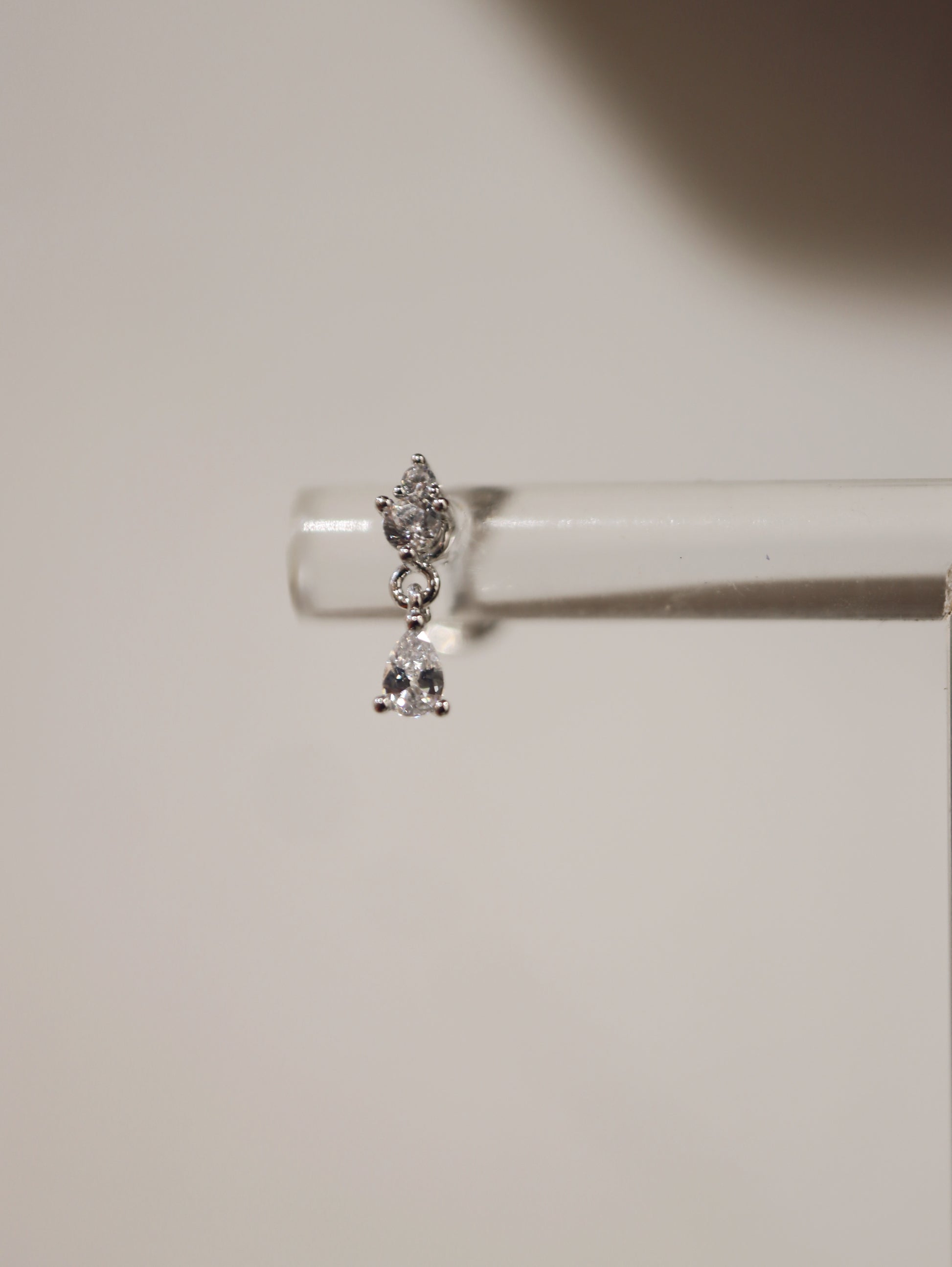 Drop cz 925 silver flat back earrings