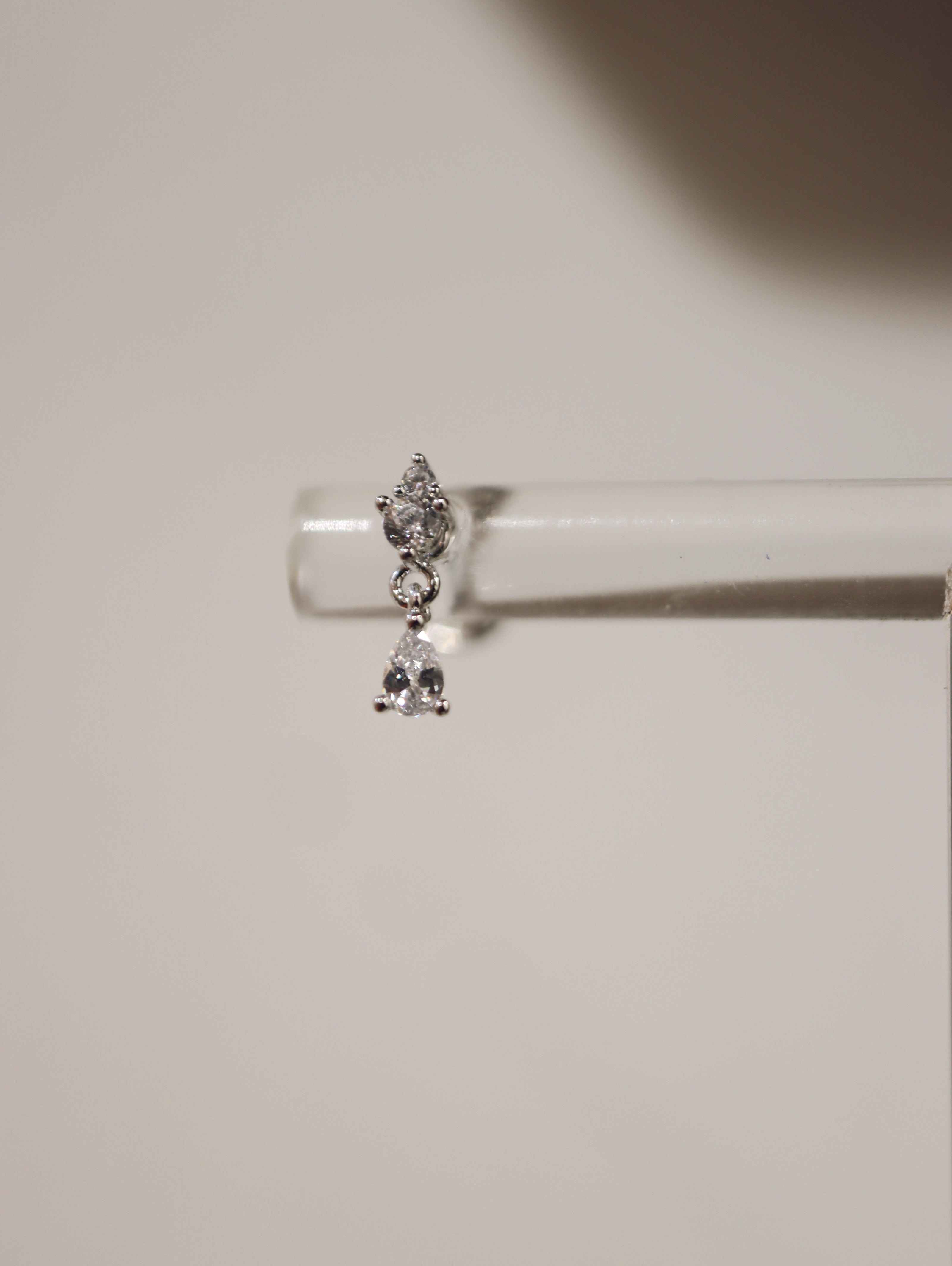 Drop cz 925 silver flat back earrings