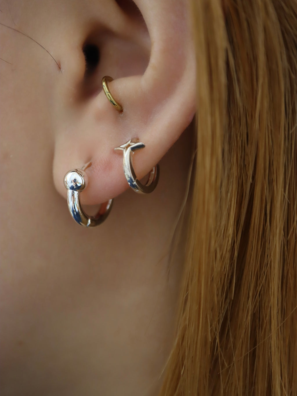 Ball hoop earrings