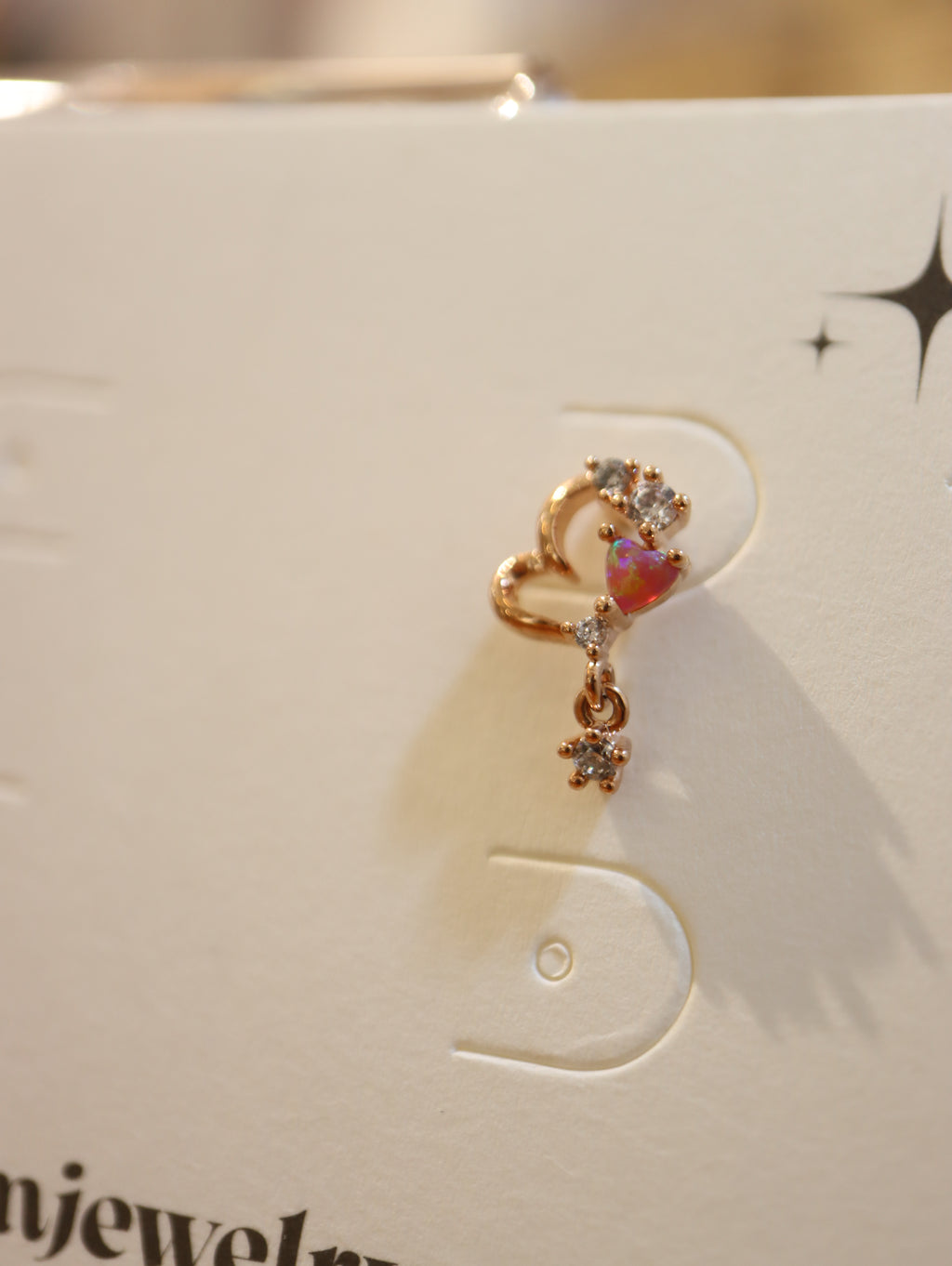 Drop cz heart surgical steel 316L stud piercing (1pc)