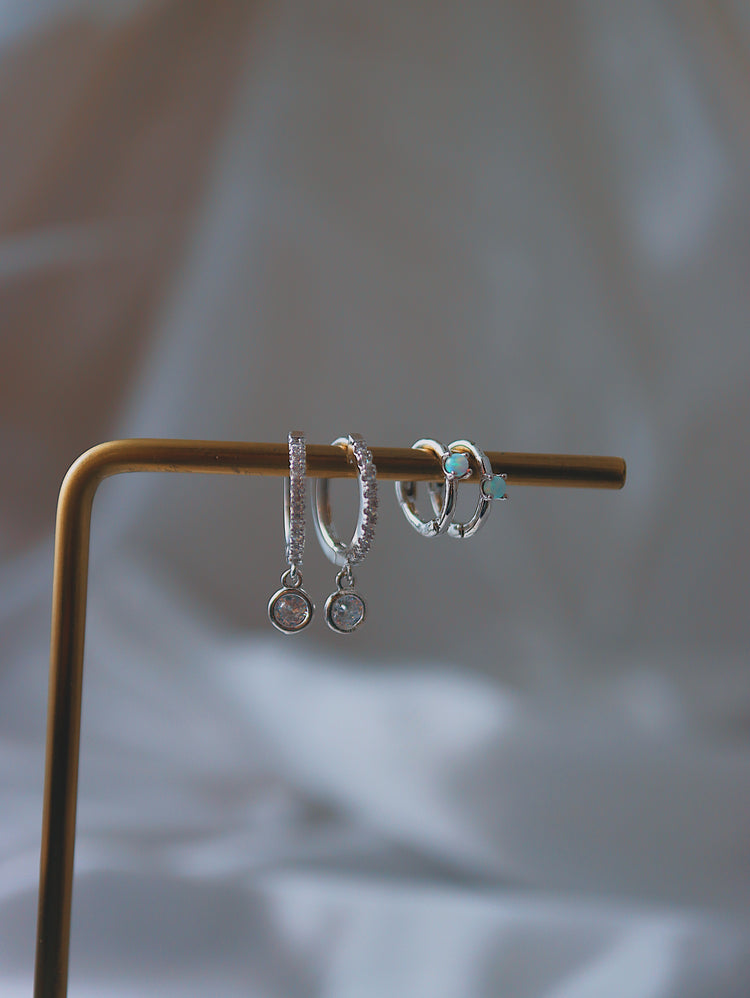 Hoop drop cz silver 925 earrings