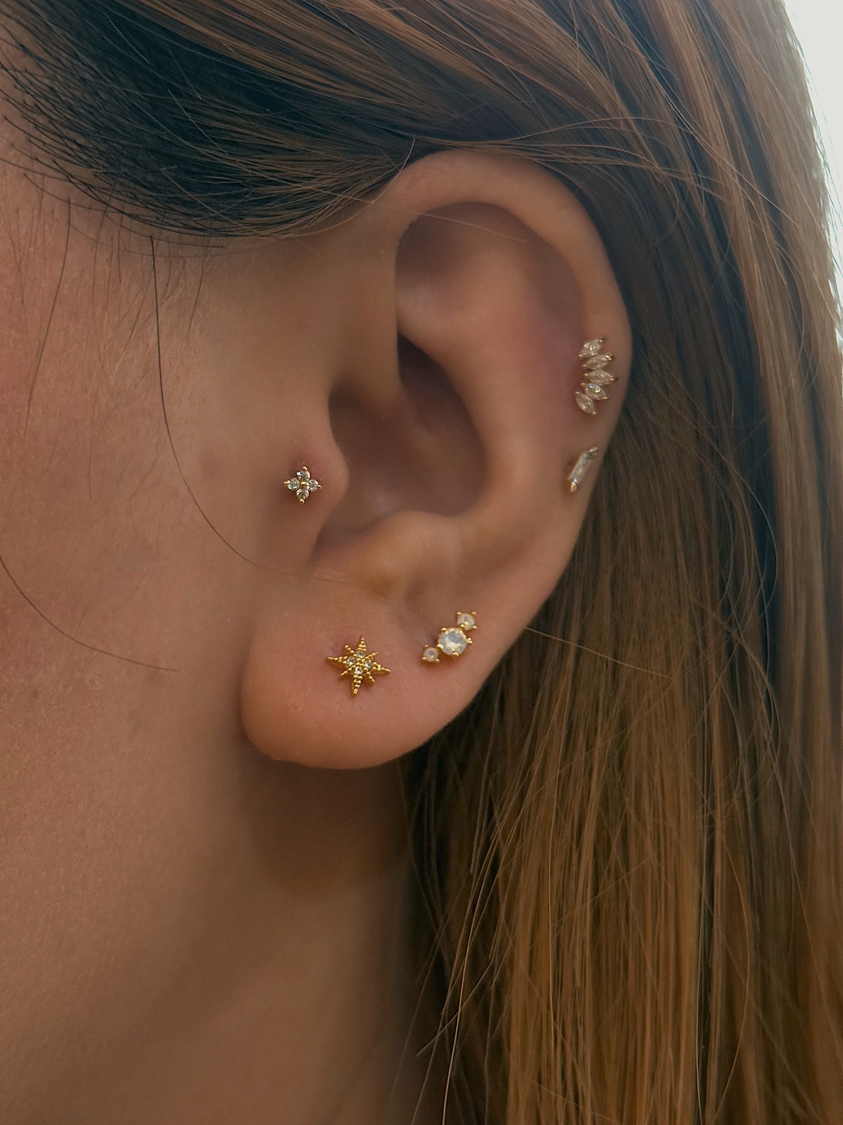 Starburst silver925 flat back piercing