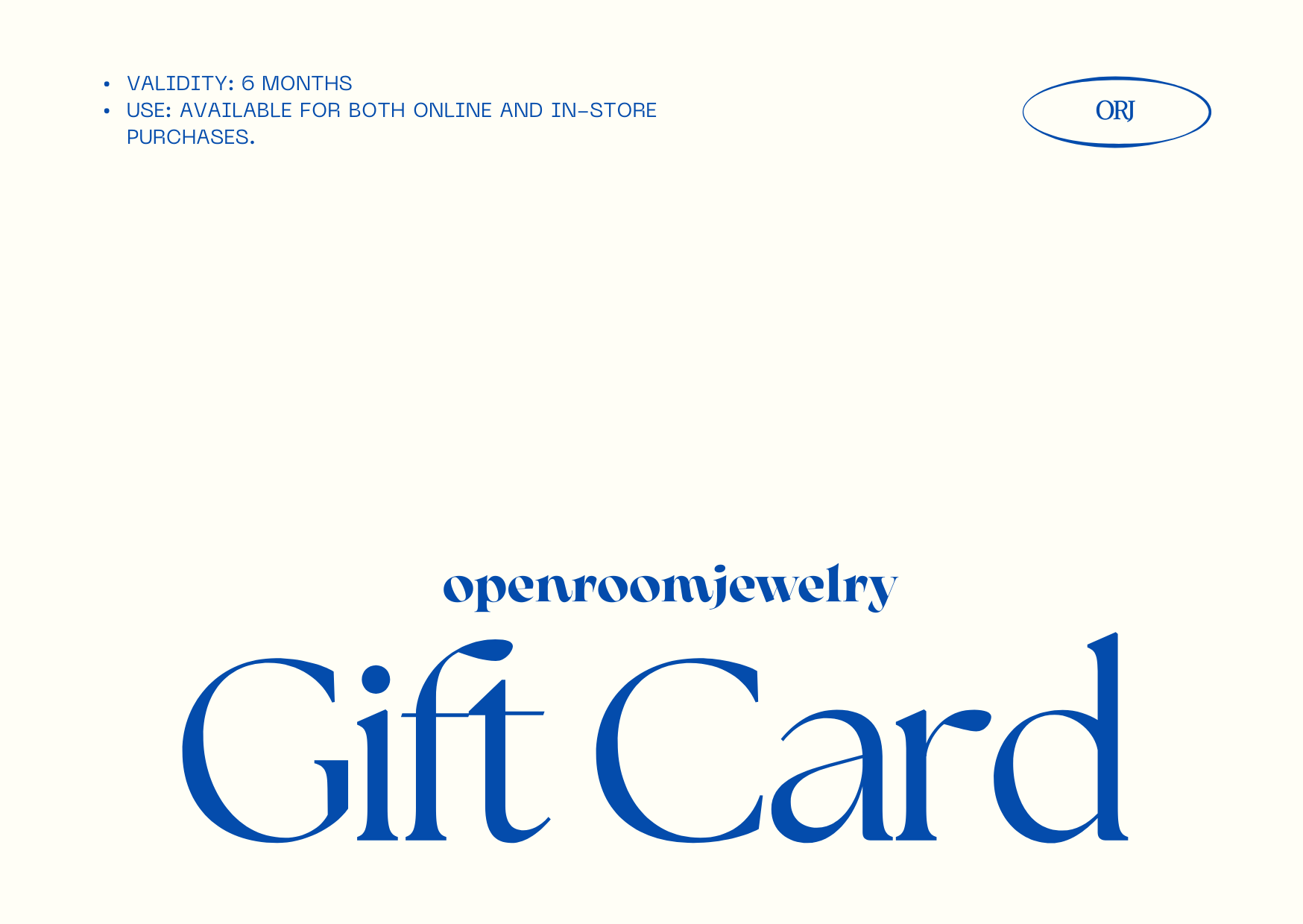 🎁OPENROOM JEWELRY GIFT CARD