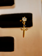 Dangling Sword Charm Stud Surgical Steel Piercing Earring (1pc)