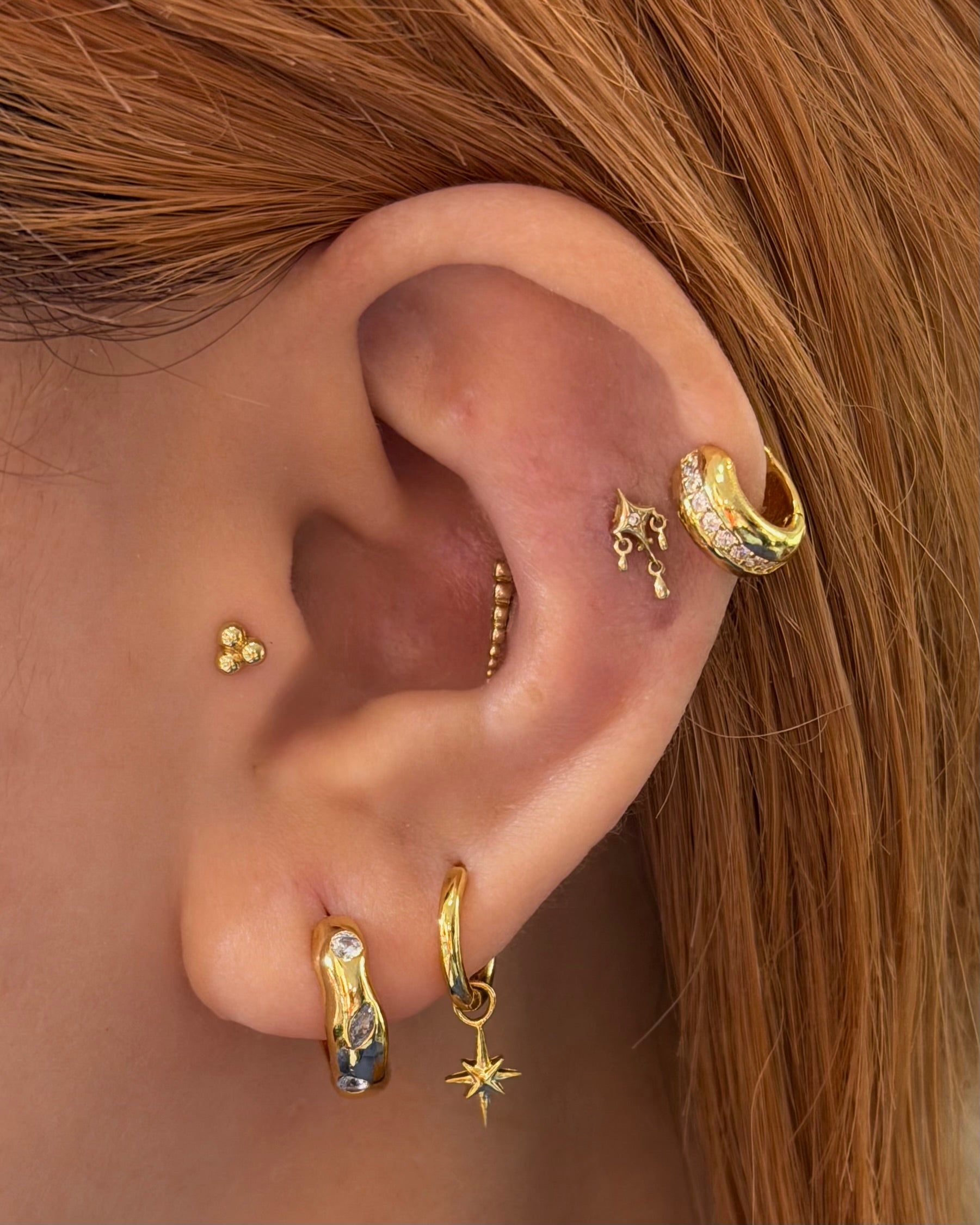 Mini Huggie hoop brass earrings
