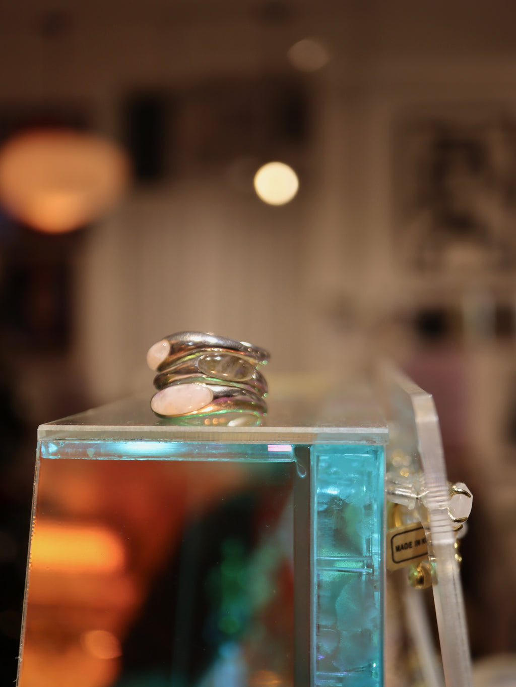 Wavy gemstone 925 statement ring