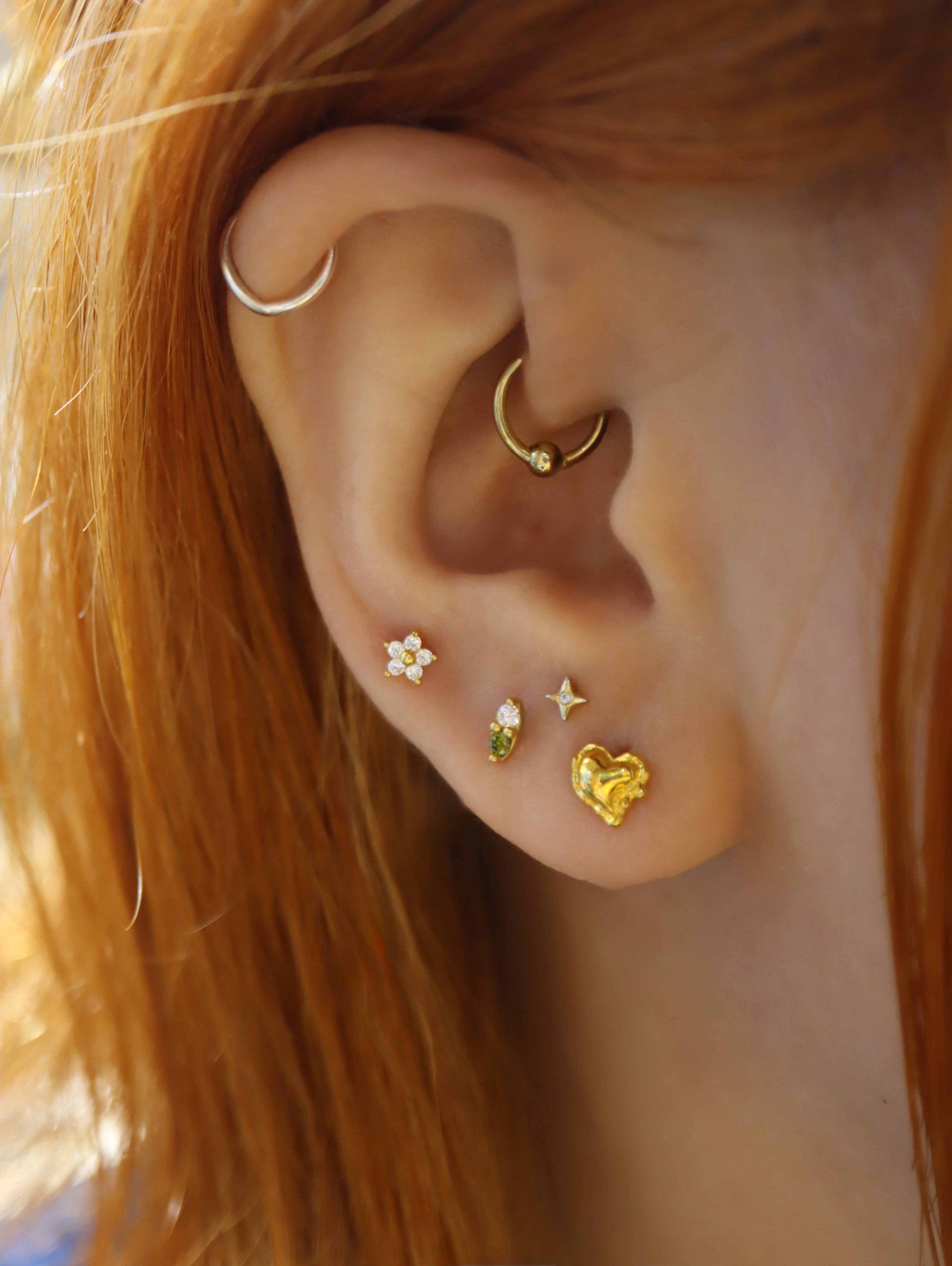 Drop heart surgical steel 316L stud earring piercing (1pc)