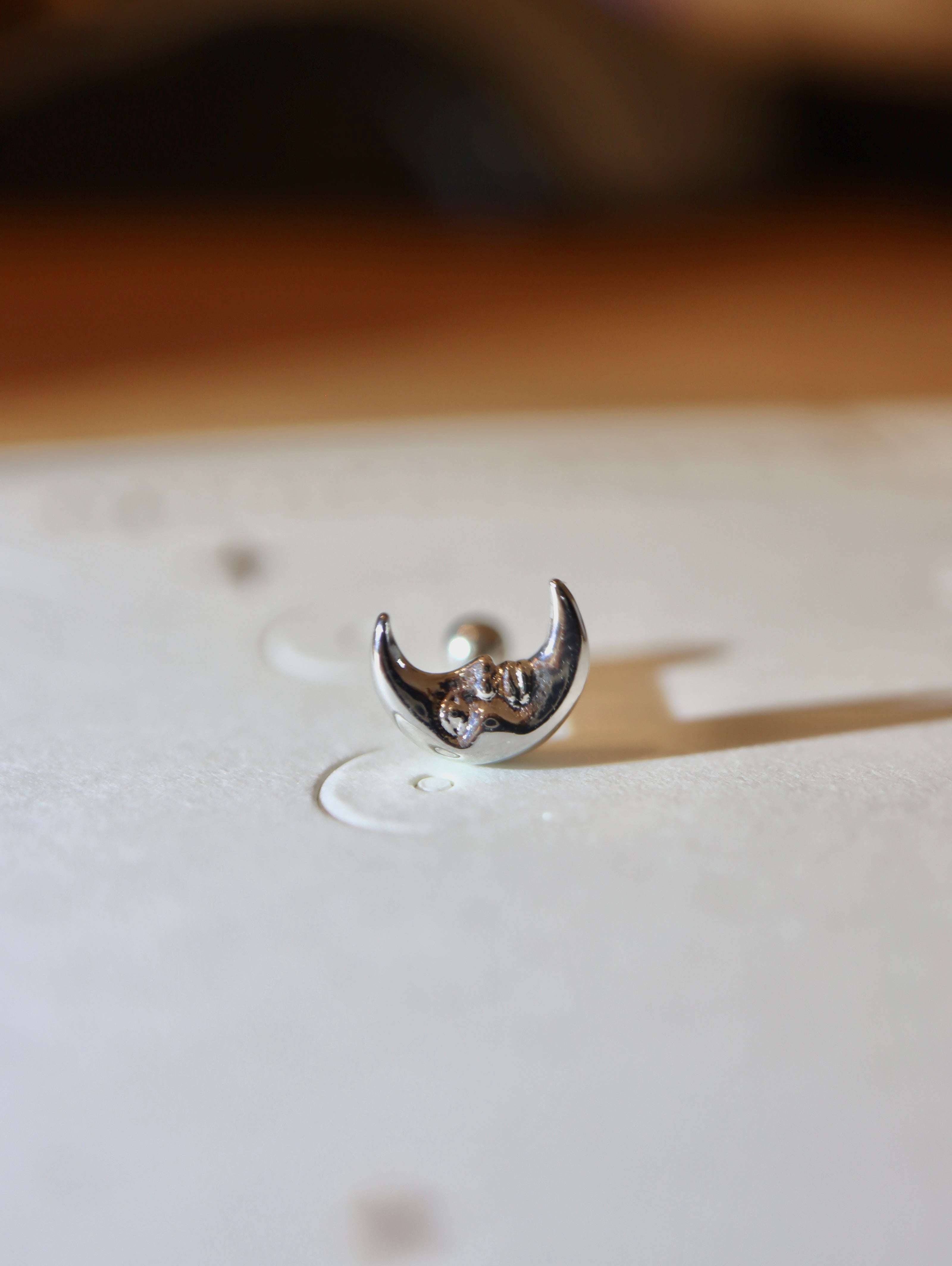 Crescent moon surgical steel stud earring (1pc)