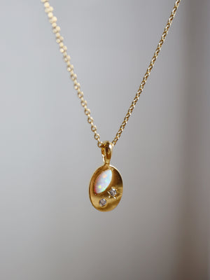Oval shape opal and cz necklace