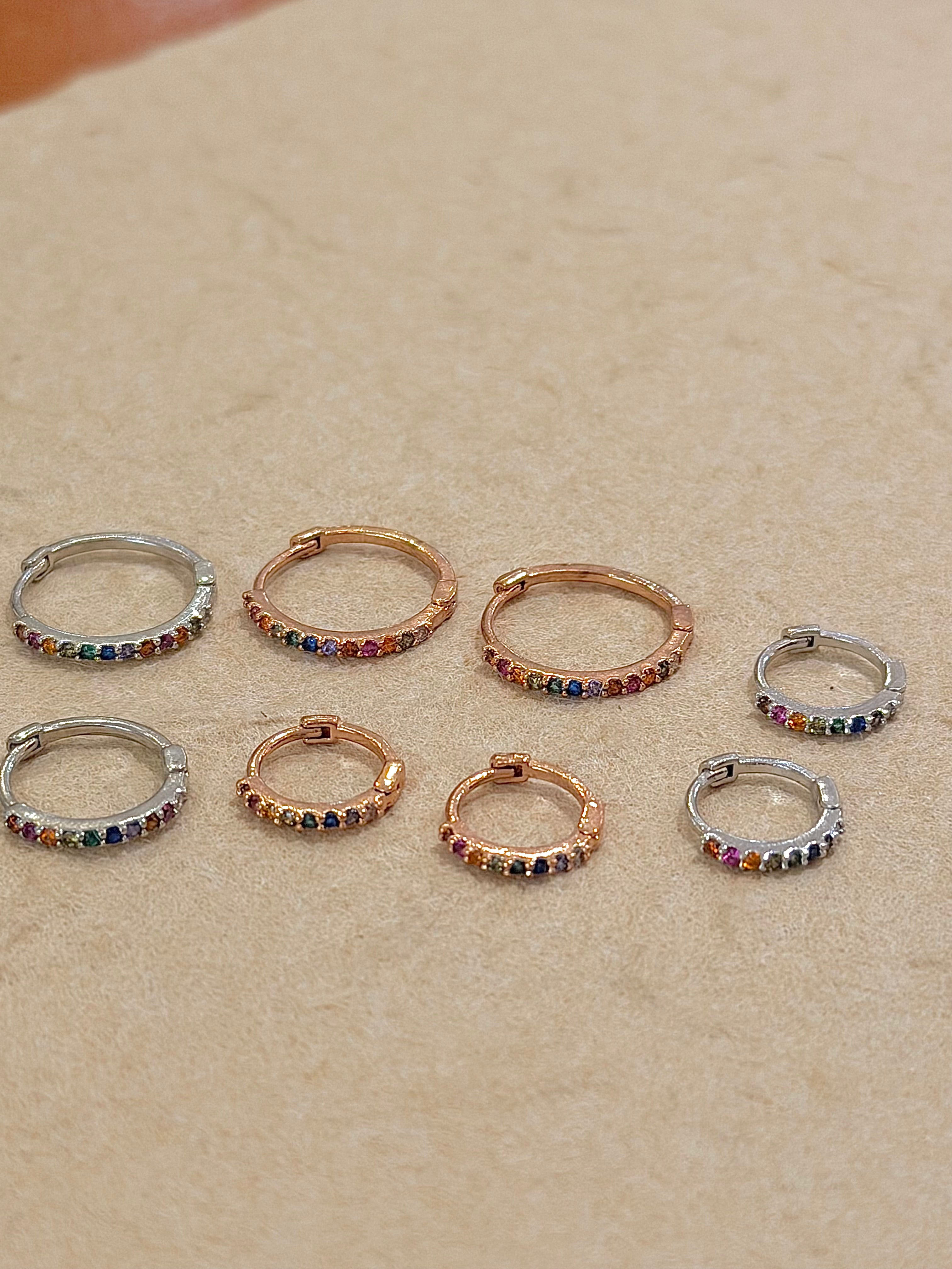 Rainbow CZ hoop Stainless steel earrings