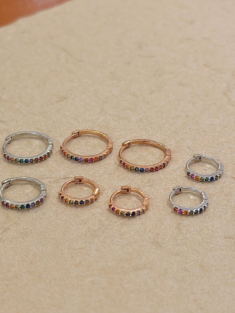 Rainbow CZ hoop Stainless steel earrings