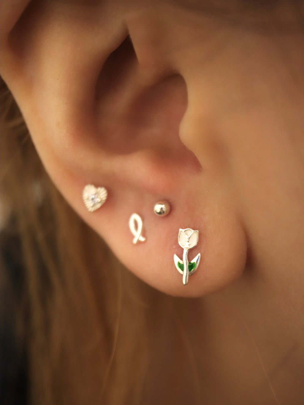 Floral 925 silver piercing earring