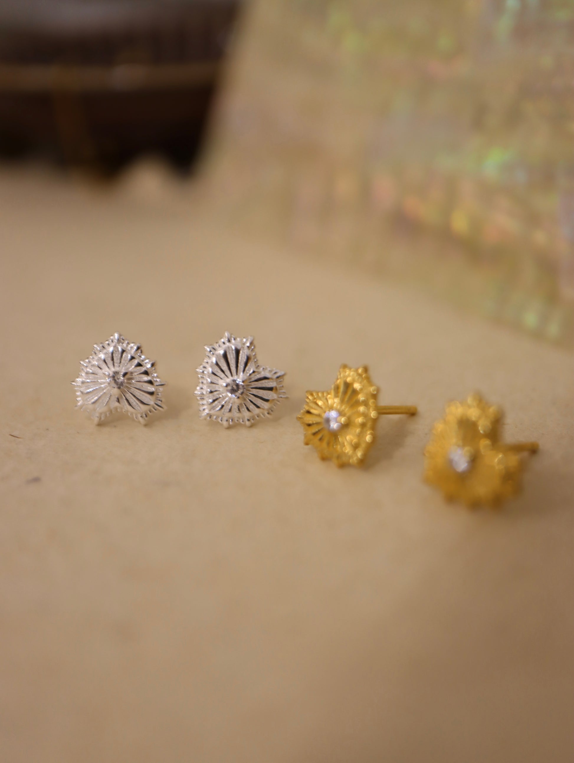 Silver 925 heart stud cz earrings