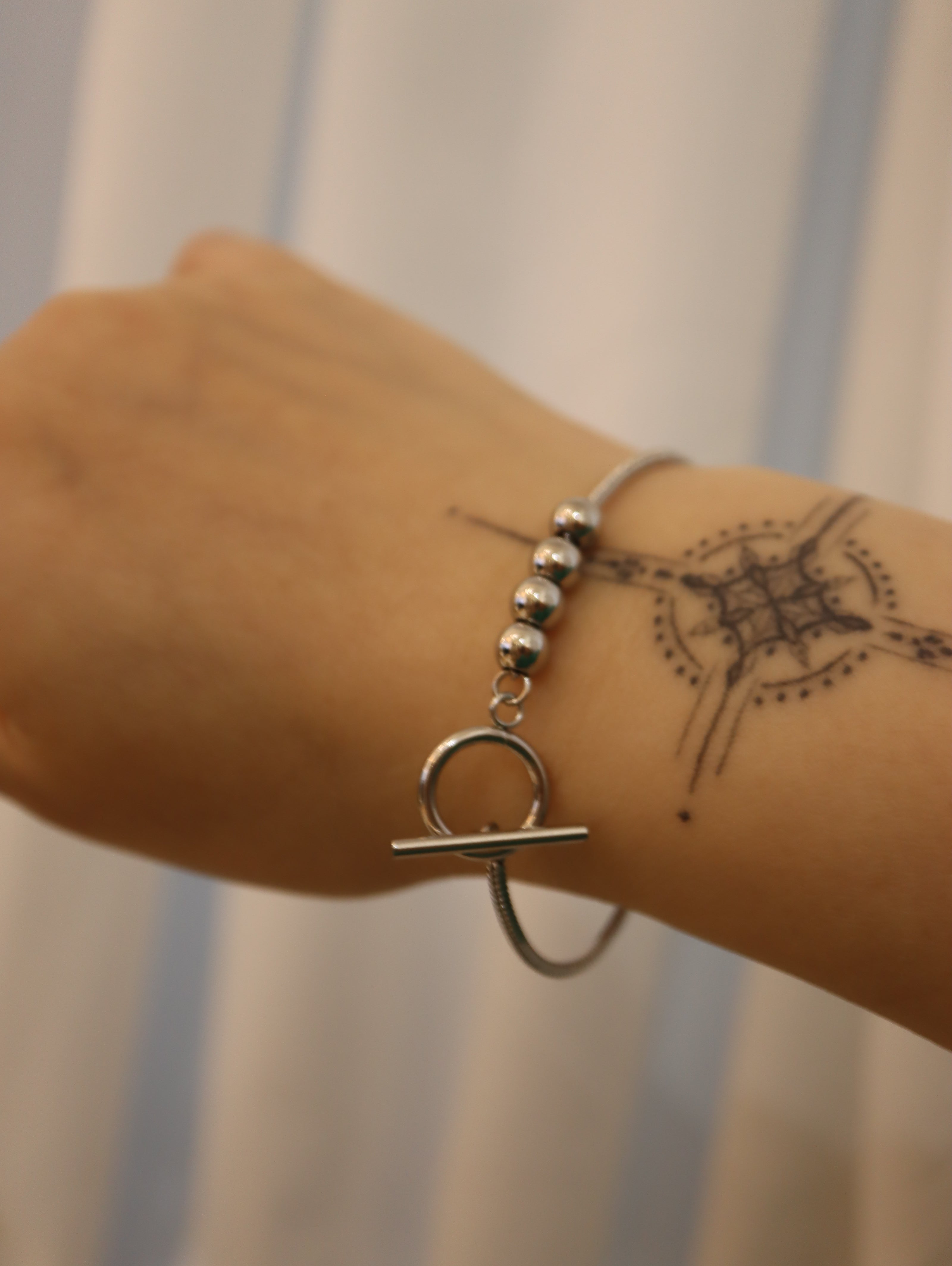 Linear Orb Stainless Steel Bracelet