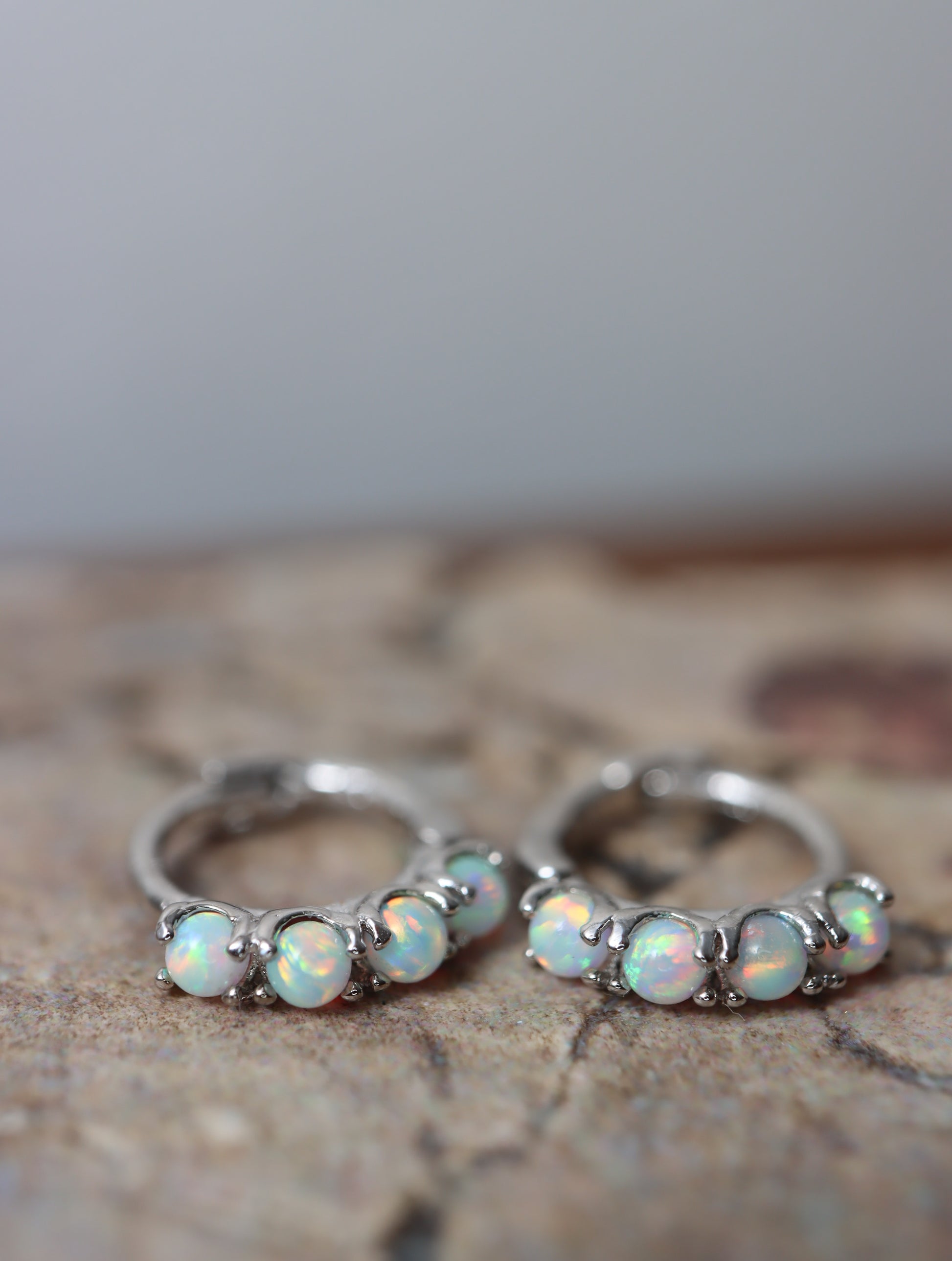 4opal mini s925 hinge earrings
