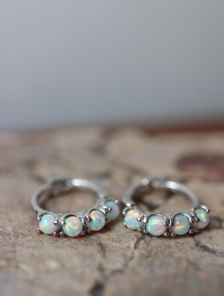 4opal mini Silver 925 huggie hoop earrings
