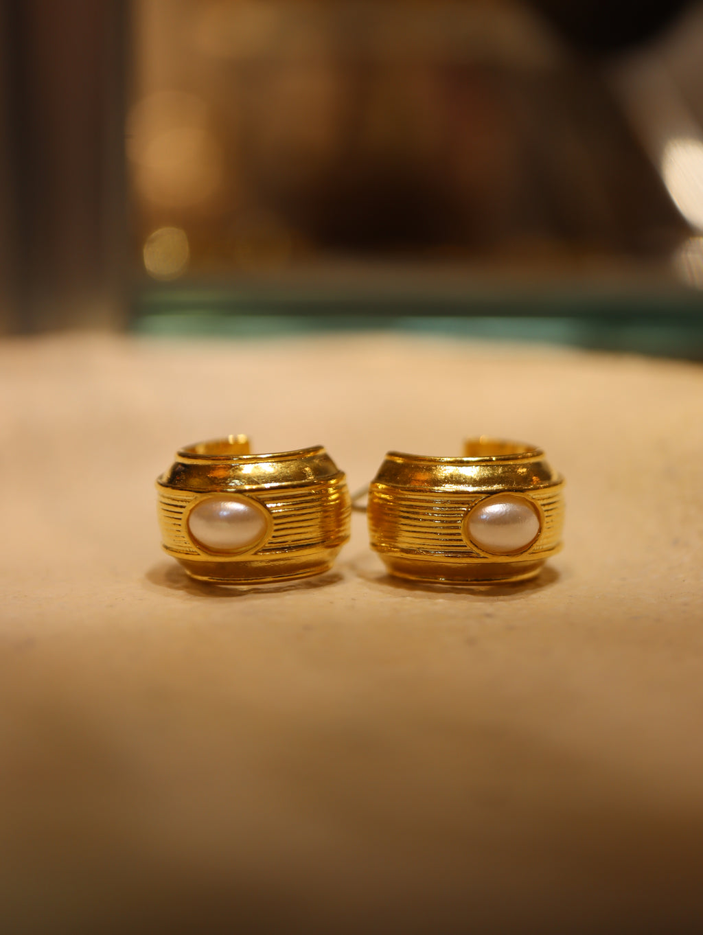 Ridged Pearl Earrings